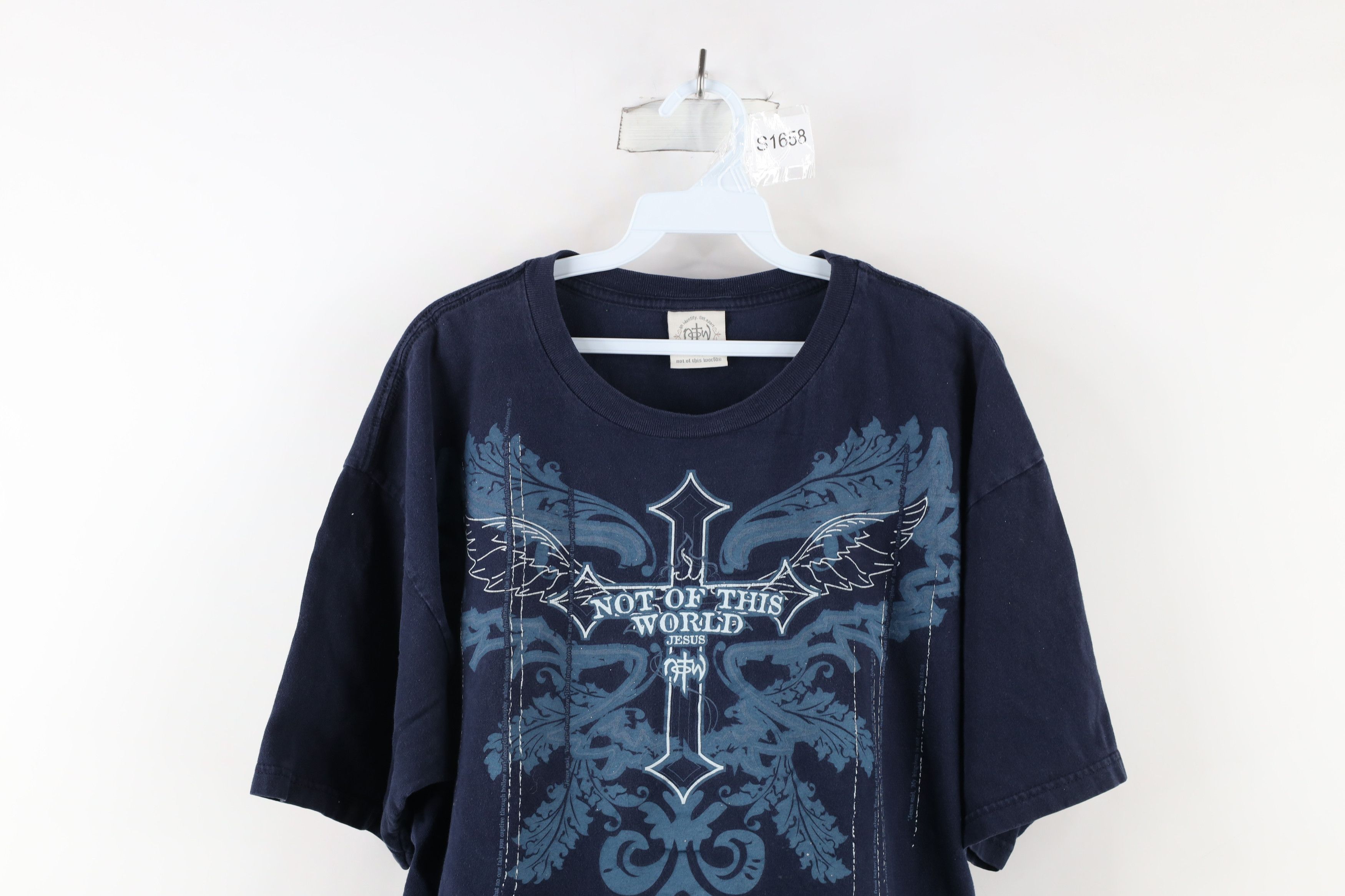 Vintage Vintage Y2K Streetwear This World Jesus Cross Wings T-Shirt Size US XXL / EU 58 / 5 - 2 Thumbnail