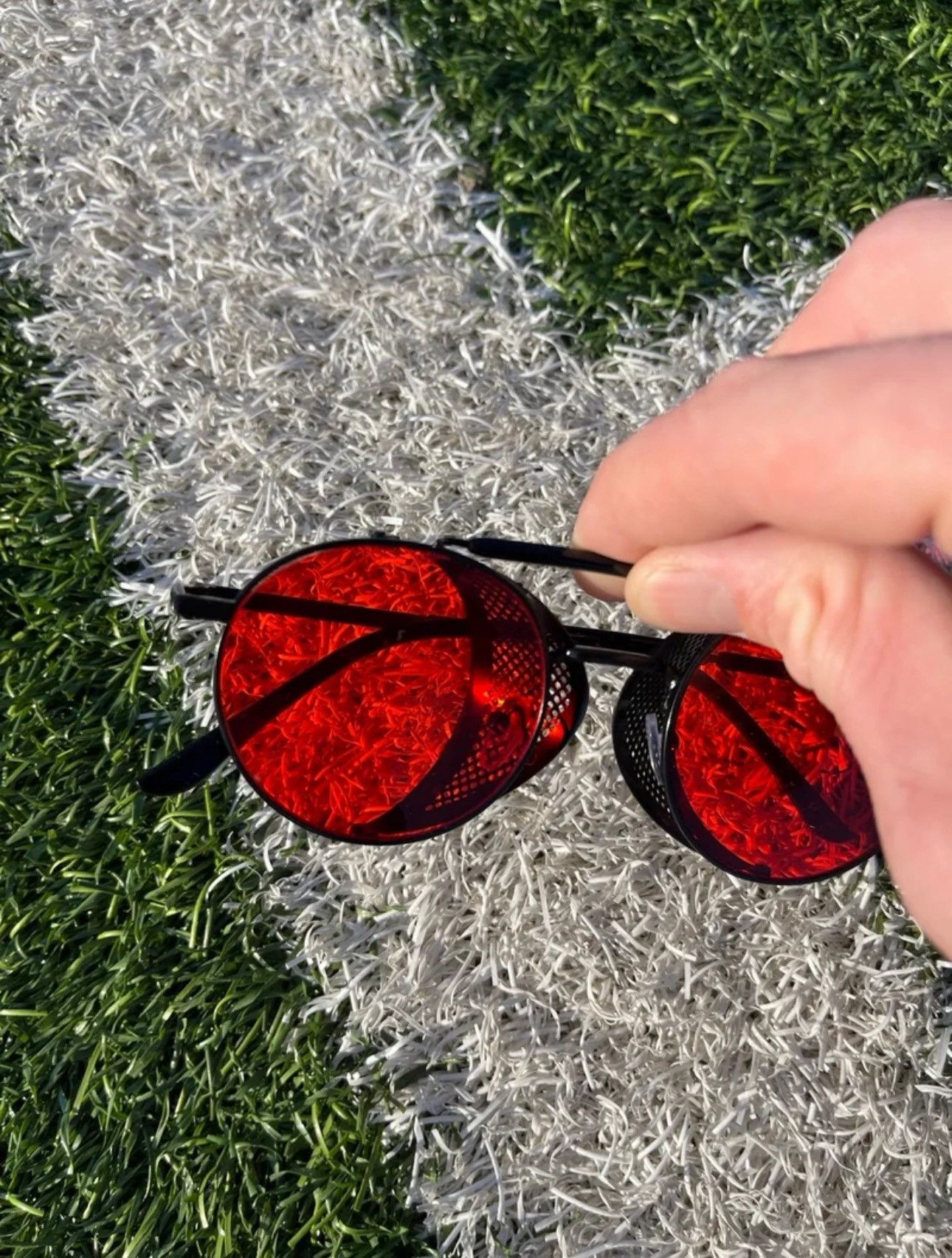 Vintage Vintage Red Lens Round Steampunk Sunglasses Size ONE SIZE - 8 Thumbnail