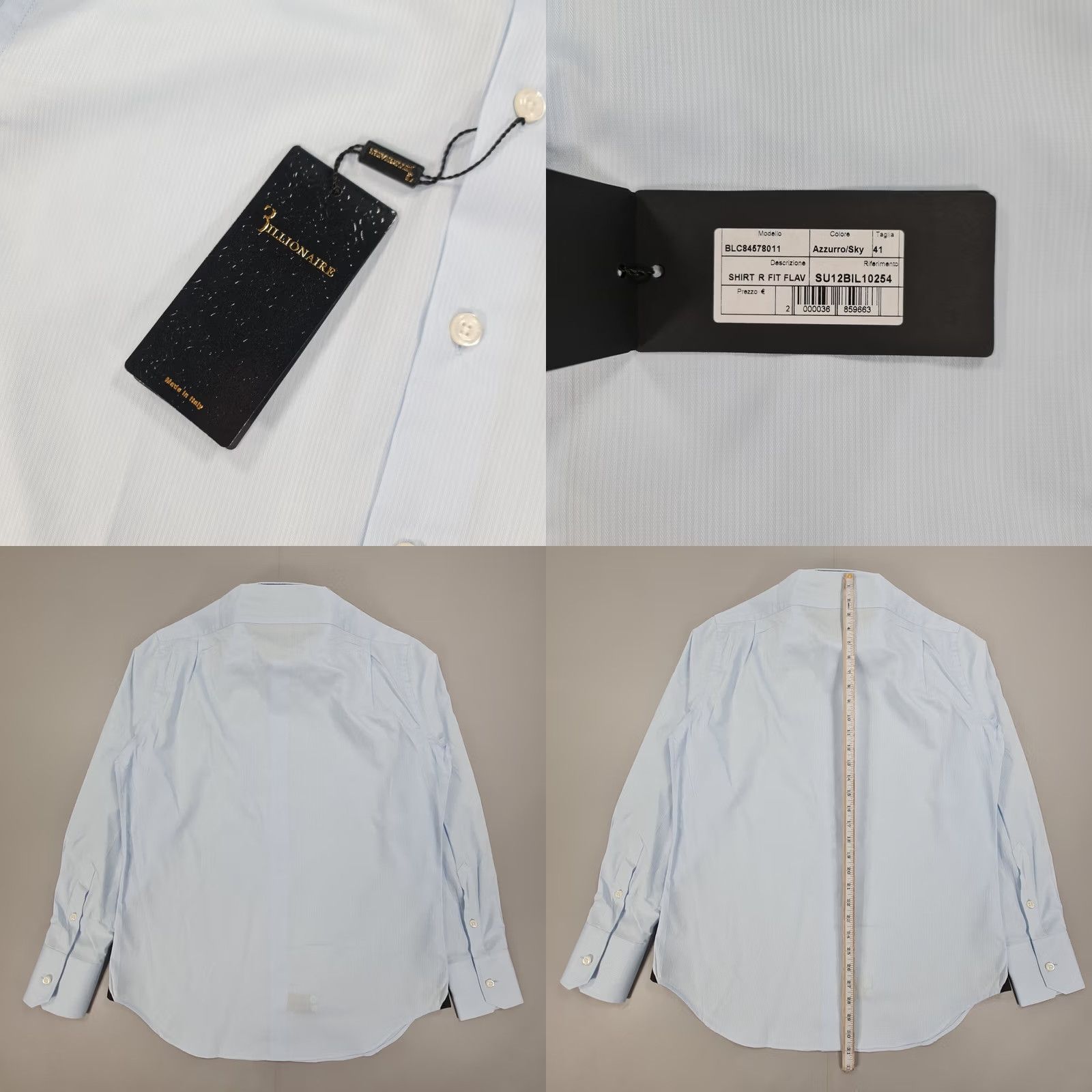 Vintage Billionaire Couture Mens Shirt Light Blue Large 16 Cotton Button Up Shirt 100% Cotton Italy Adults Regular Mens Blue 16 Size US L / EU 52-54 / 3 - 8 Thumbnail