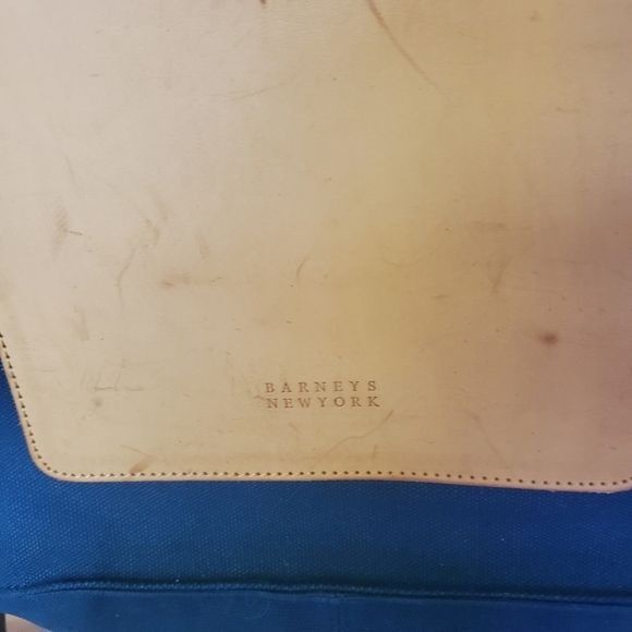 Barneys New York Barneys New York + Canvas Blue & Leather Handled Tote with P Size ONE SIZE - 4 Thumbnail