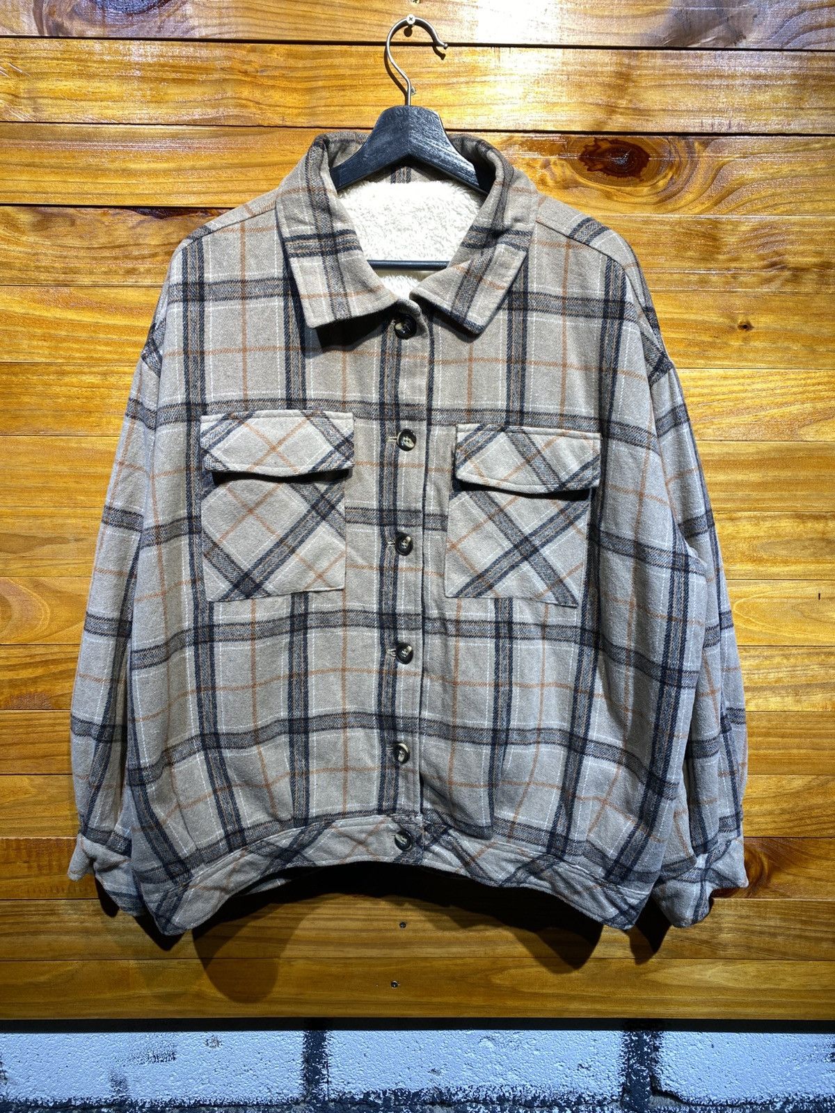 Japanese Brand Vintage Private Pause Sherpa Line Checkered Overshirt Jacket Size US XXL / EU 58 / 5 - 3 Thumbnail