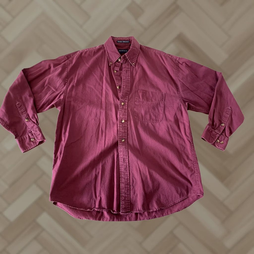 Gant GANT Camden Gabardine Maroon Long Sleeve Button Front Shirt Men's Large Cotton Shirt Adults L Red Button-Up Size US L / EU 52-54 / 3 - 1 Thumbnail