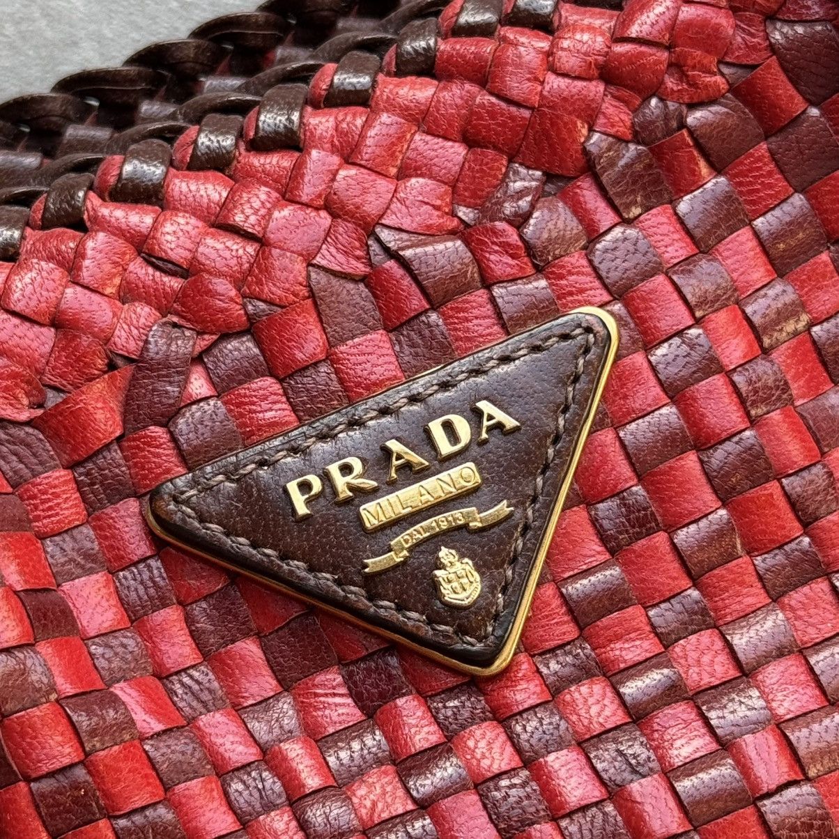 Prada Prada - Madras Leather Tote Bag Size ONE SIZE - 4 Thumbnail