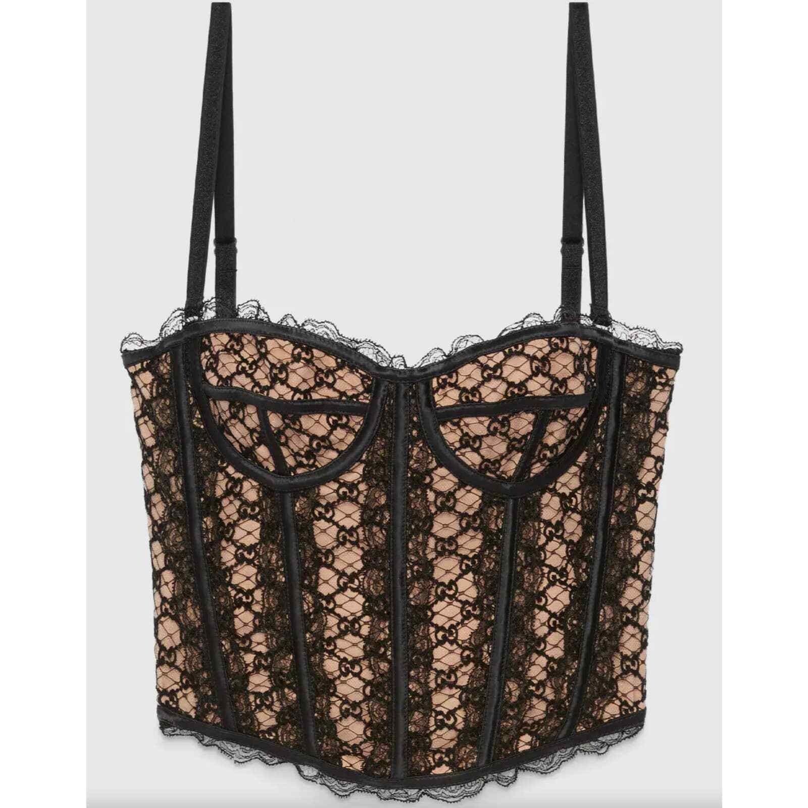 Gucci Gucci GG Net Corset Black Nude Lace Logo Bustier Top Medium Size M / US 6-8 / IT 42-44 - 5 Thumbnail