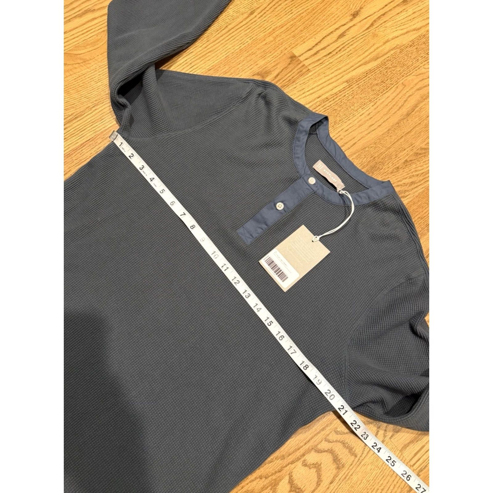 Everlane Everlane Waffle Knit Henley Thermal Shirt Men’s Large Blue/Gray Long Sleeve NWT Size US L / EU 52-54 / 3 - 4 Thumbnail