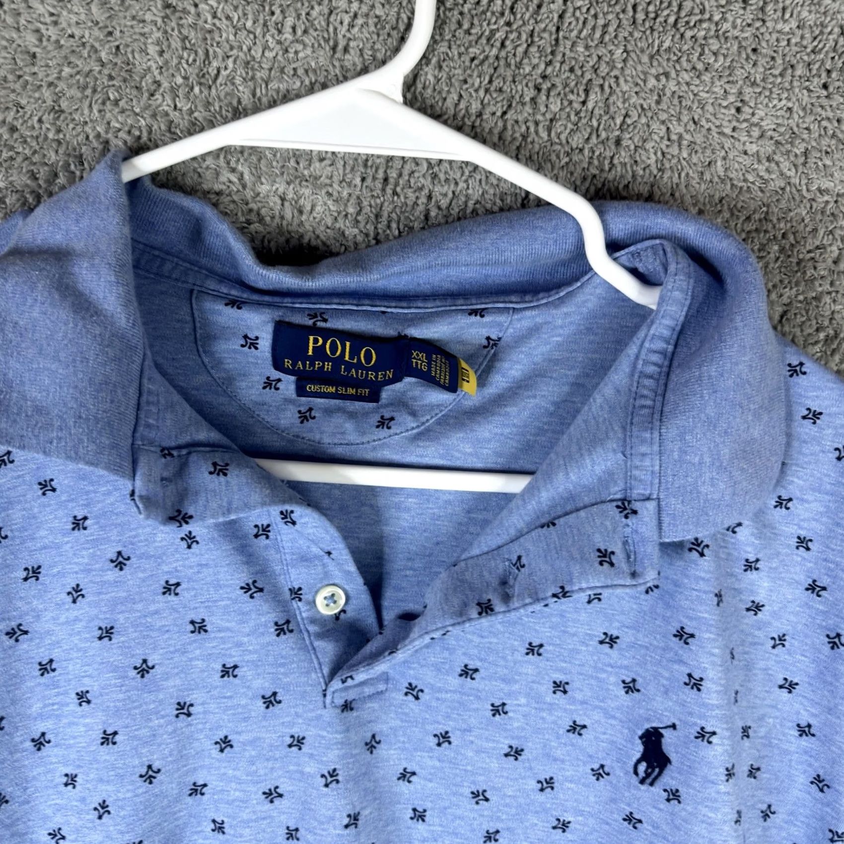Polo Ralph Lauren Polo Ralph Lauren Polo Shirt Mens 2XL Blue Geometric Pony Logo Slim Fit Short Sleeve Shirt Regular Mens West Size US XXL / EU 58 / 5 - 4 Thumbnail