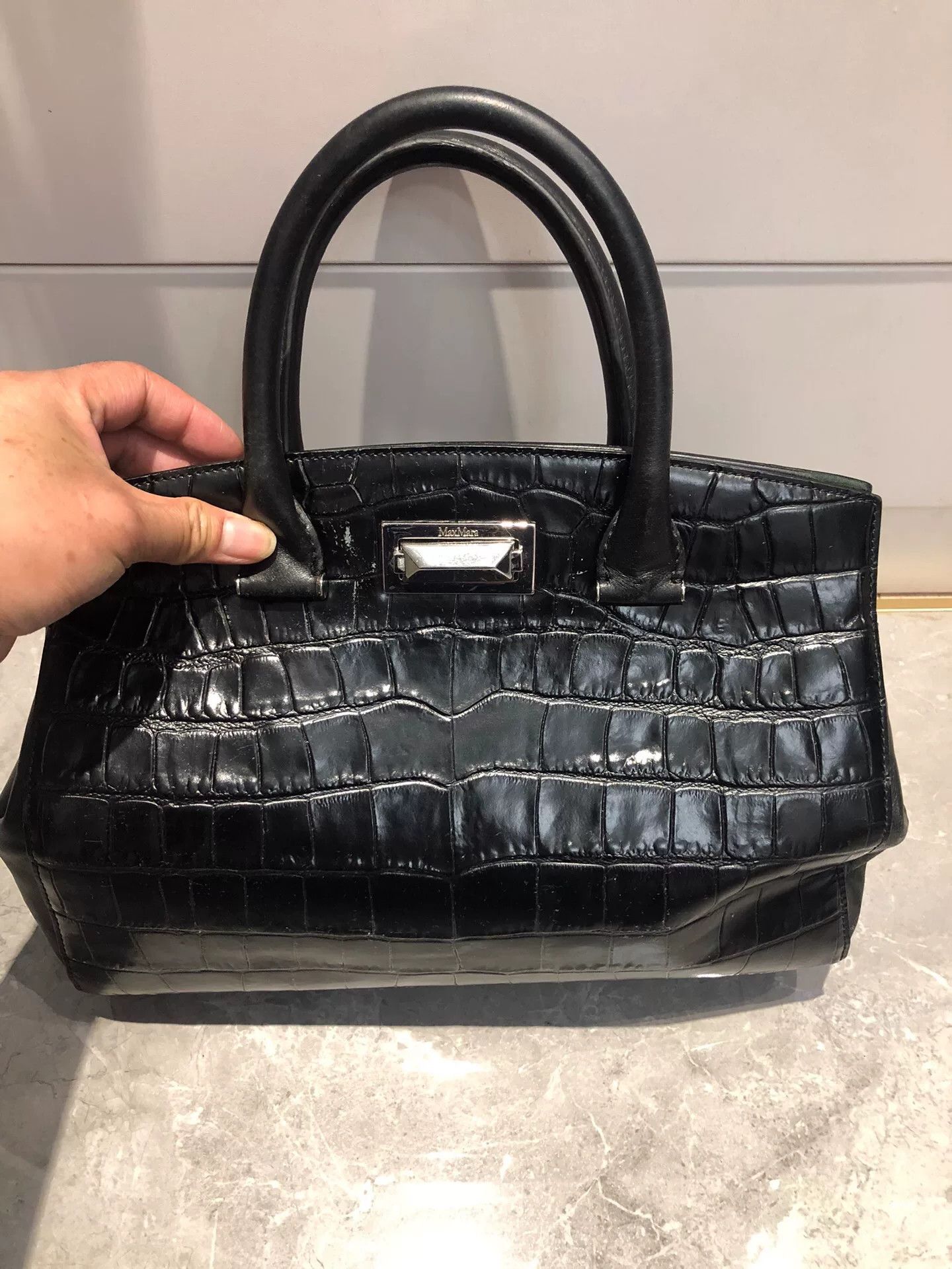 Max Mara Maxmara Crocodile Cow Leather Large Tote Size ONE SIZE - 1 Thumbnail