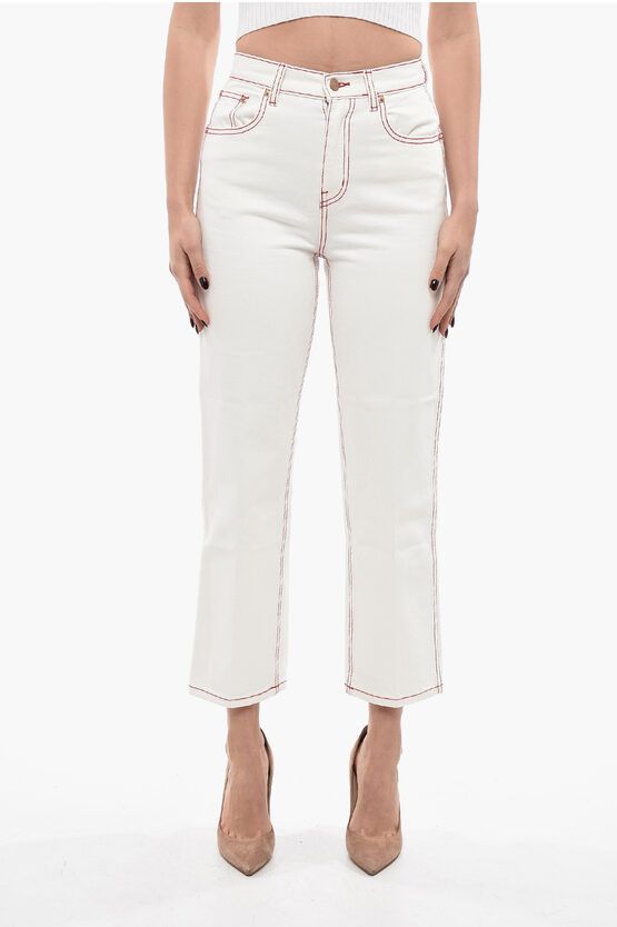 image of Tory Burch High-Rise Straight Fit Jeans 20Cm in White, Women's (Size 28)