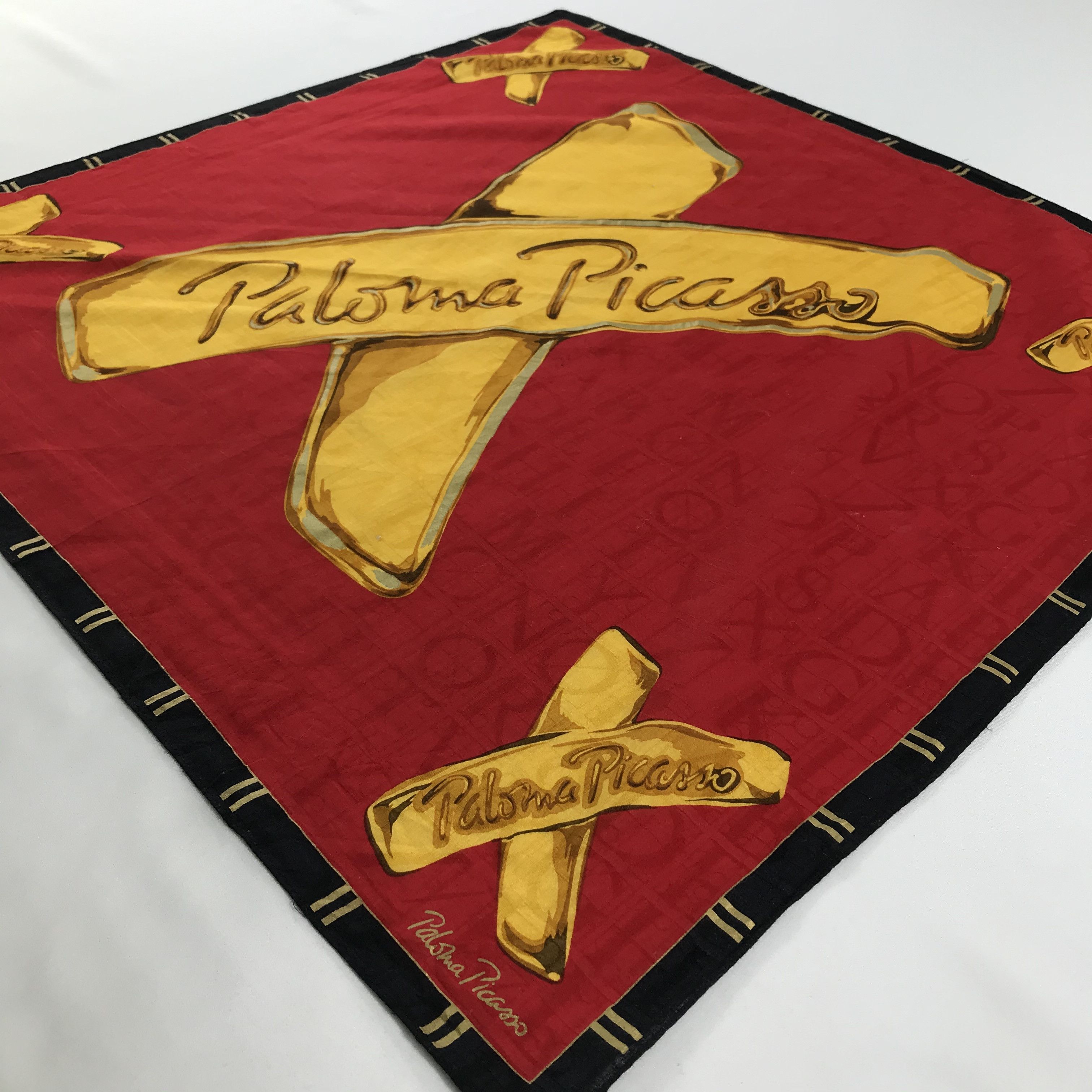 Paloma Picasso × Vintage Paloma Picasso Bandana / Handkerchief / Neckerchief - S1378 Size ONE SIZE - 2 Thumbnail