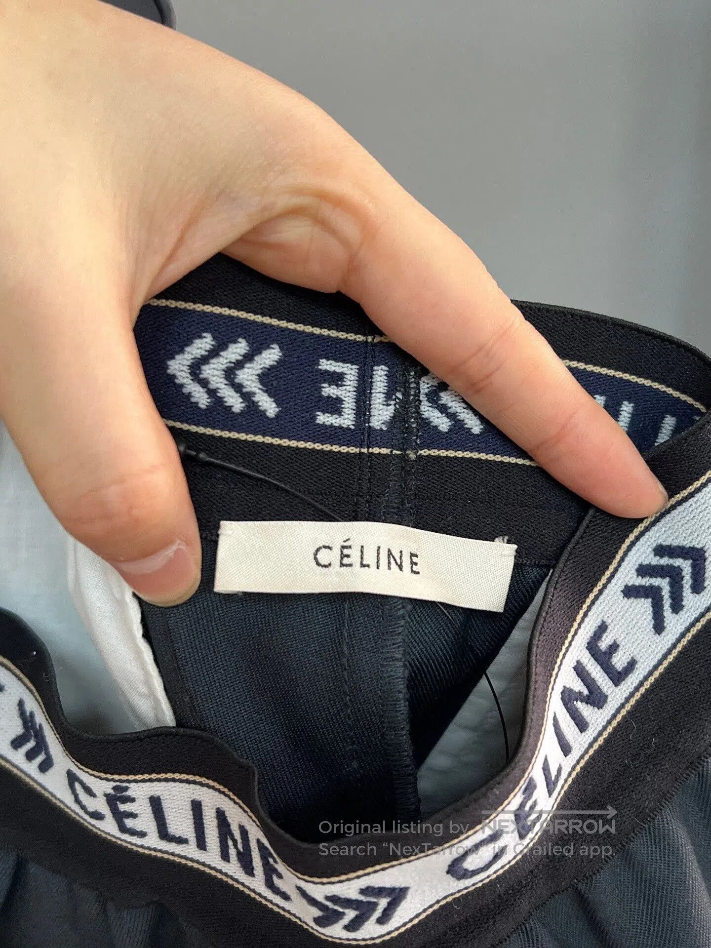 Celine celine wool wide-leg pants with logo waistband. Size 37" - 4 Thumbnail
