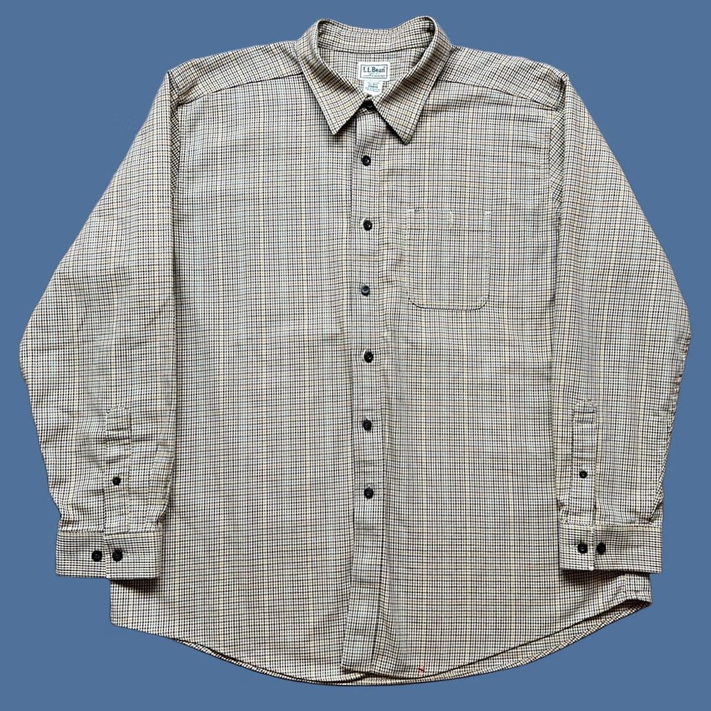 Vintage L.L. Bean Mens Houndstooth Heavyweight Button Up Flannel Shirt - XL - Brown Size US XL / EU 56 / 4 - 1 Thumbnail