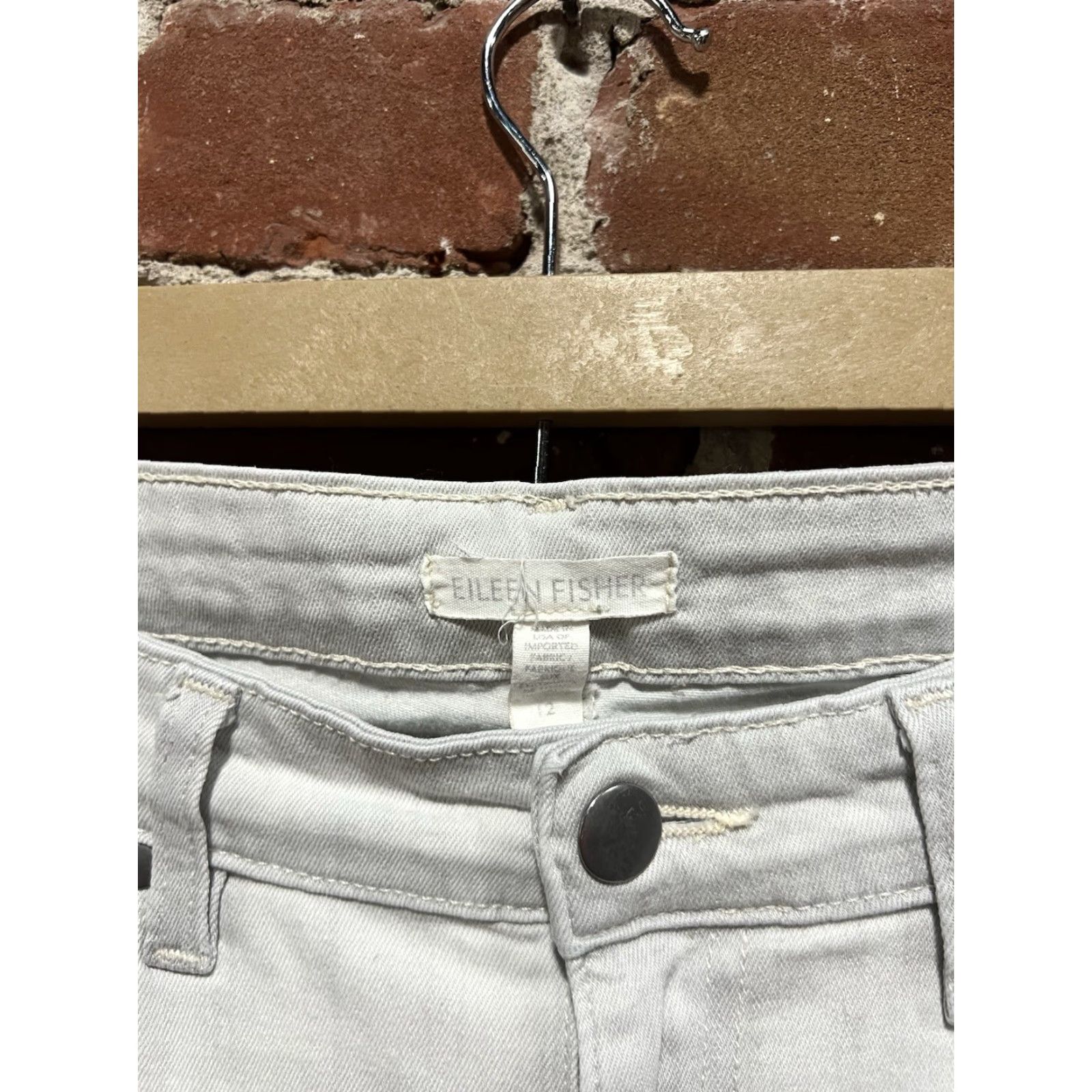 Eileen Fisher Eileen Fisher Womens Jeans White Denim Straight Leg Tapered Size 12 x 30 Size 34" / US 12 / IT 48 - 3 Thumbnail