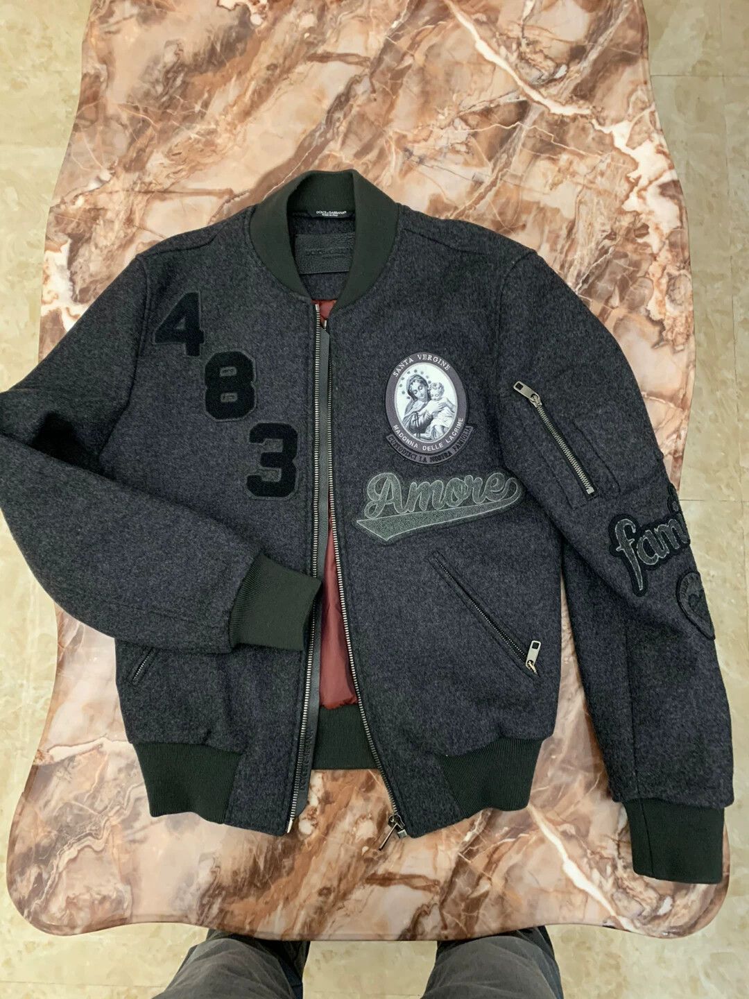 Dolce & Gabbana DG Embroidered Flocked Wool Jacket 46- New Premium Auth Size US S / EU 44-46 / 1 - 1 Thumbnail