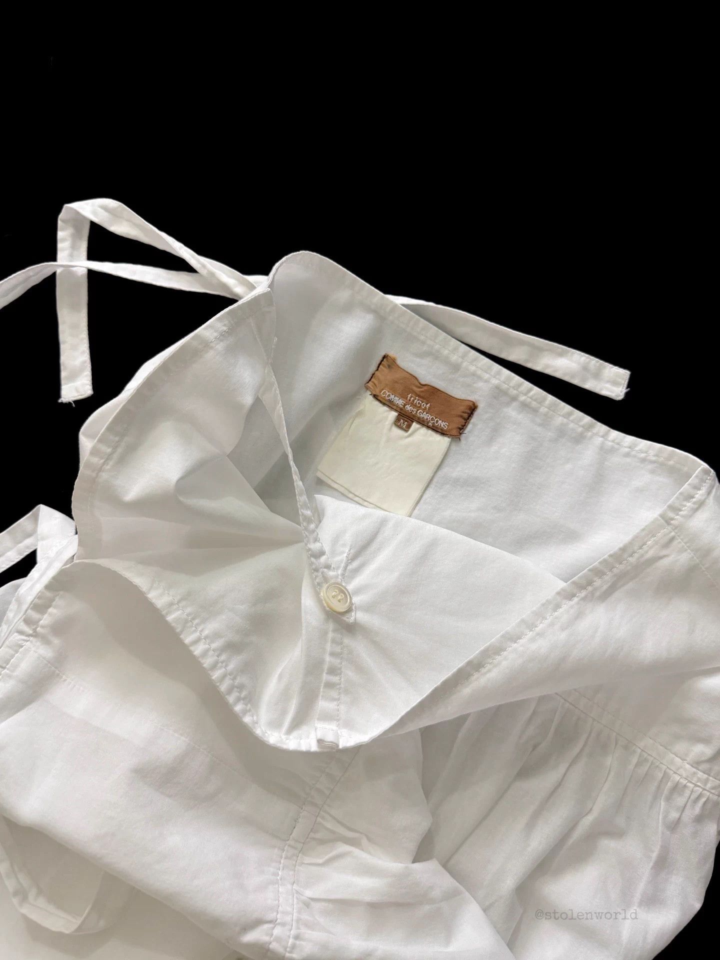 Comme des Garcons CDG White Cotton Lace Wrap Skirt M Size 29" - 5 Thumbnail