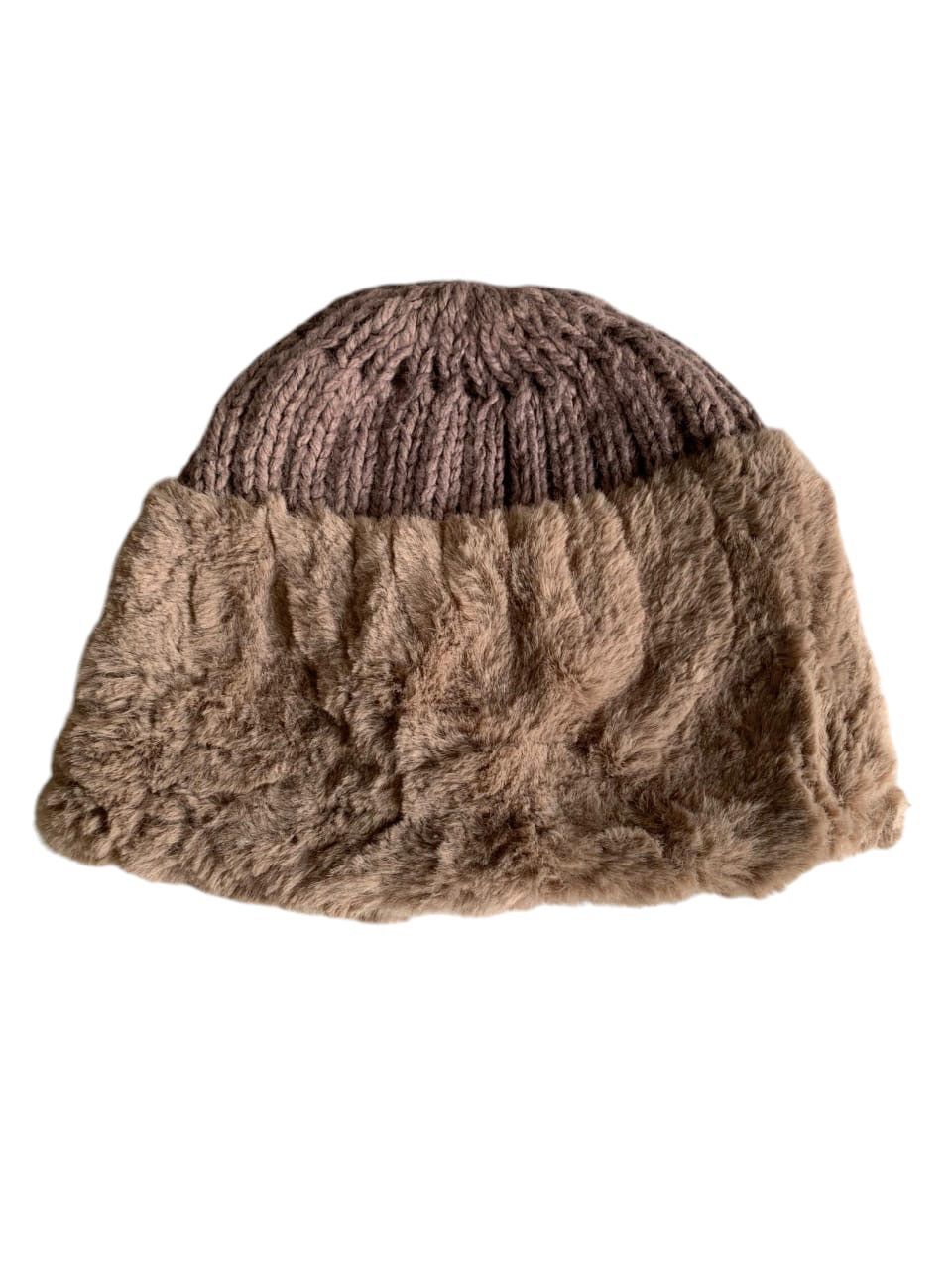 Japanese Brand Fur Mohair Rare design Beanie Hat☠️ Size ONE SIZE - 5 Thumbnail