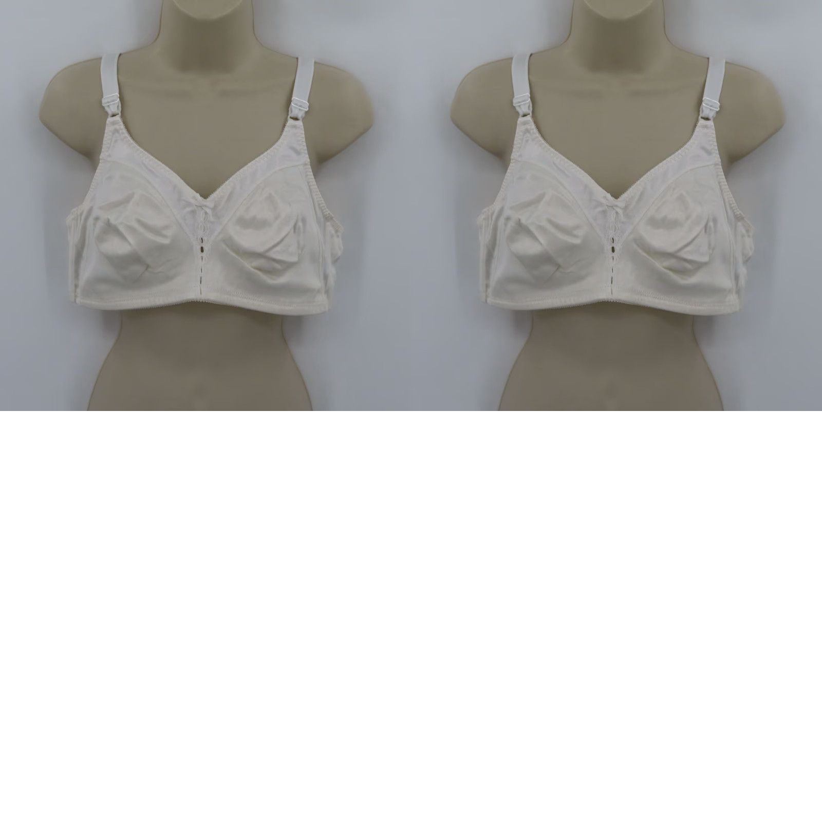Vintage Bali 40D Double Support Wire Free Wireless Bra 3820 Solid White Bow Wide Straps Size ONE SIZE - 9 Thumbnail