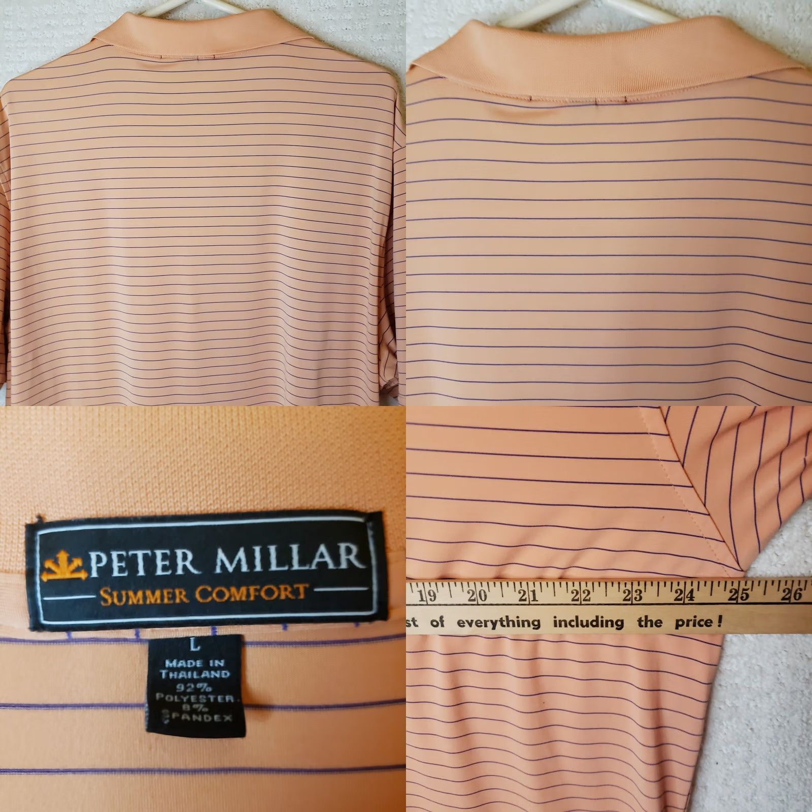 Peter Millar Peter Millar Summer Comfort Polo Shirt Mens L Striped Coral Golf Size US L / EU 52-54 / 3 - 8 Thumbnail