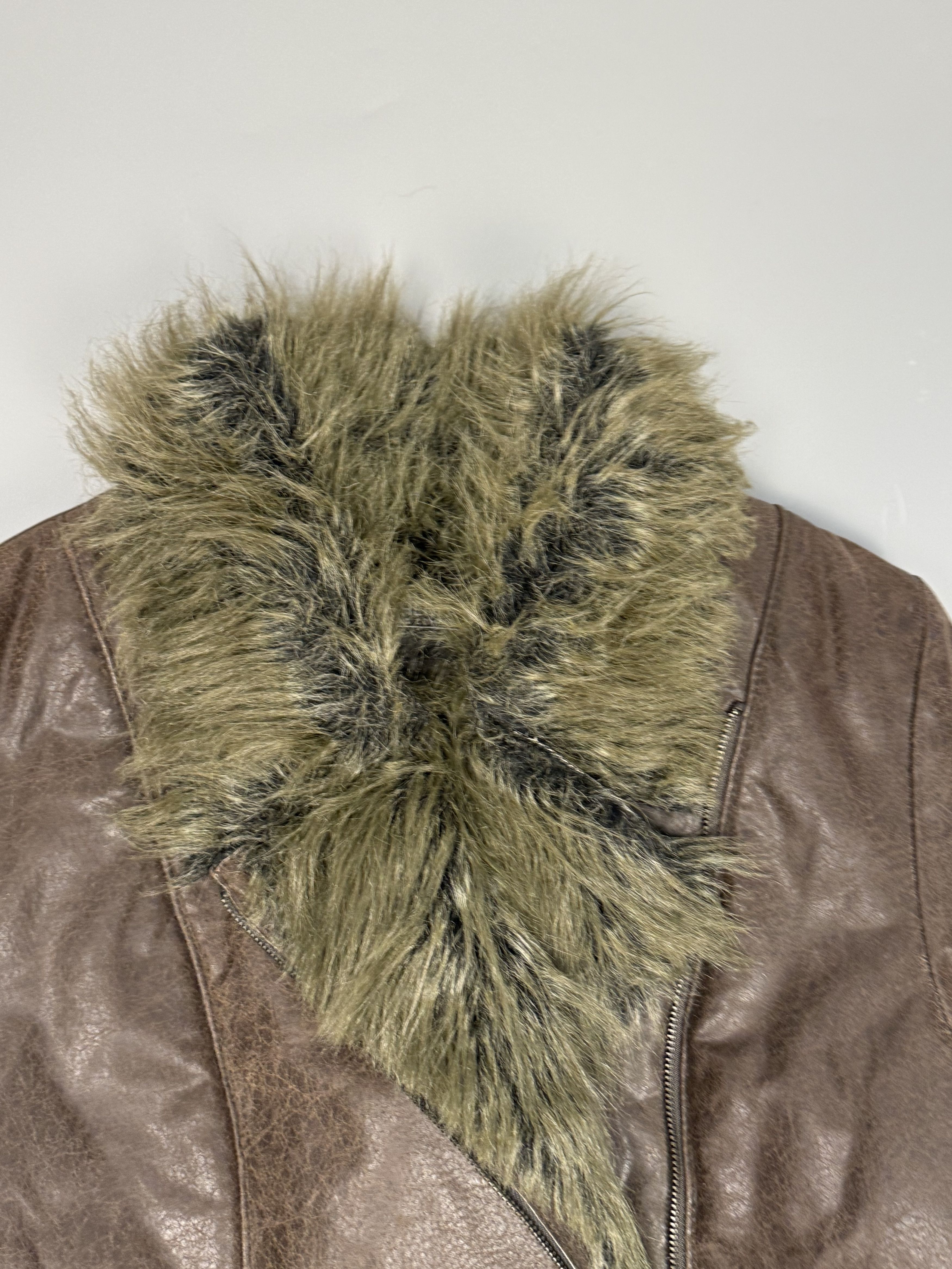 Japanese Brand Vintage faux fur leather asymmetric bomber jakcet Size XL / US 12-14 / IT 48-50 - 2 Thumbnail