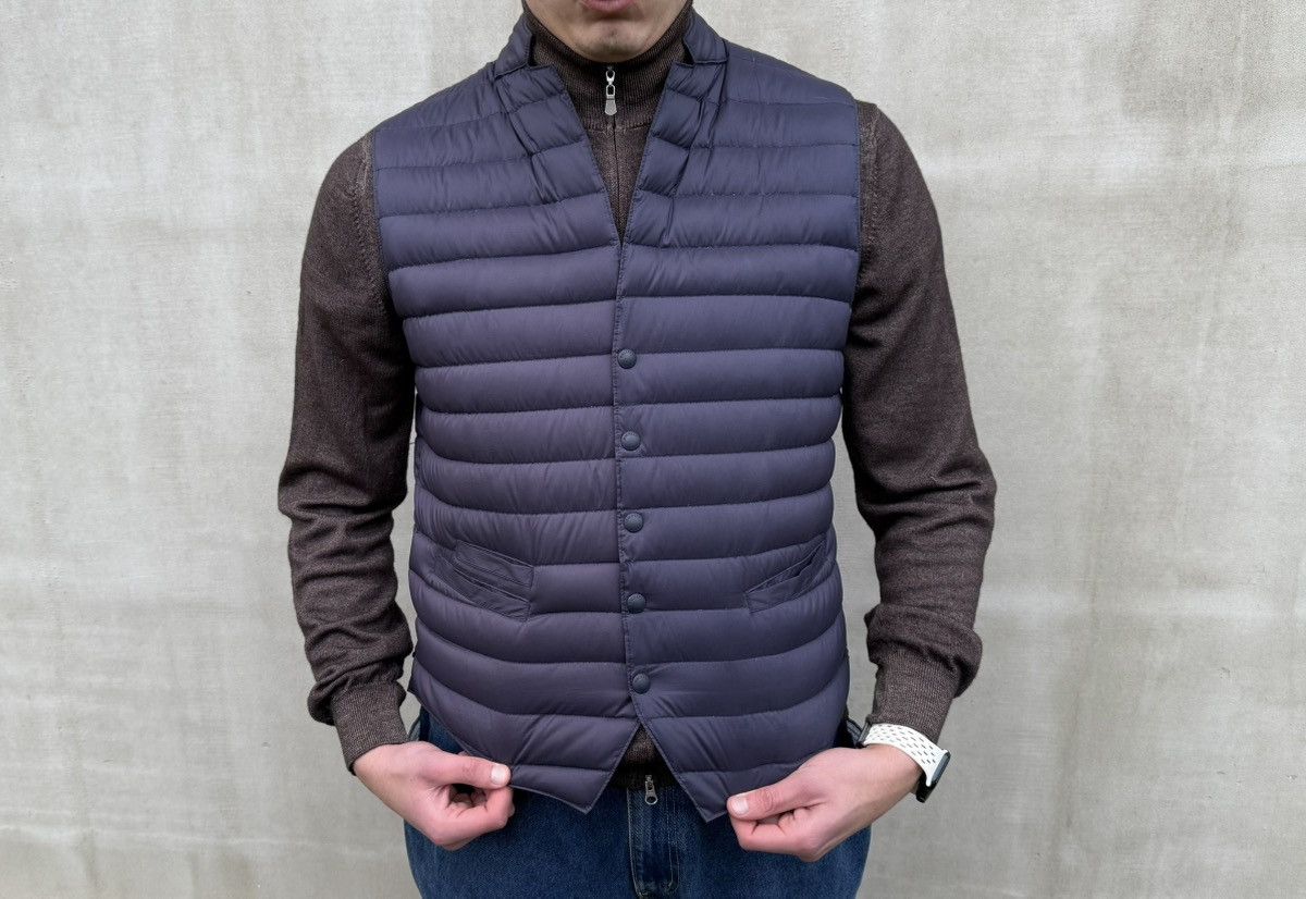 Hackett London Men Down Puffer Vest Navy L Down Waistcoat