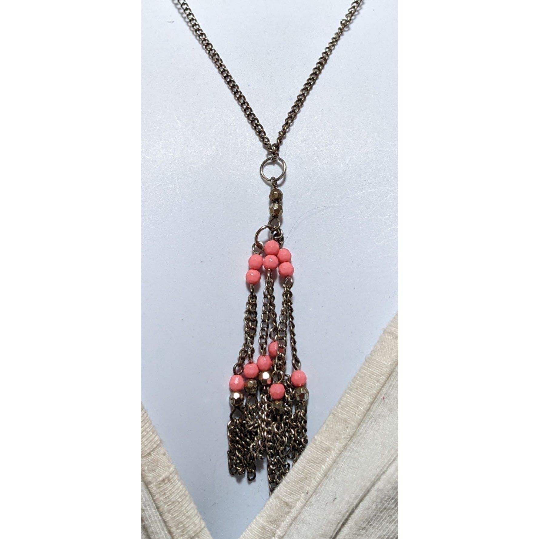 Other Pink And Silver Beaded Chain Tassel Necklace Size ONE SIZE - 5 Thumbnail