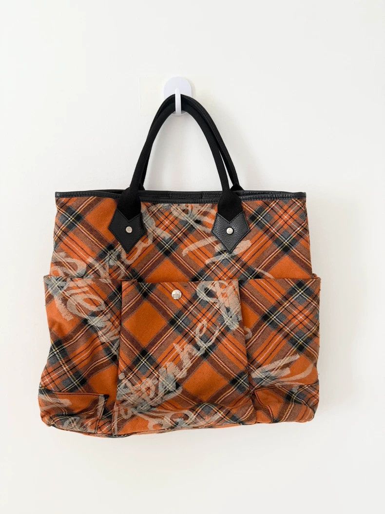 Vivienne Westwood Vivienne Westwood size os Orange checkered text graffiti ba Size ONE SIZE - 3 Thumbnail