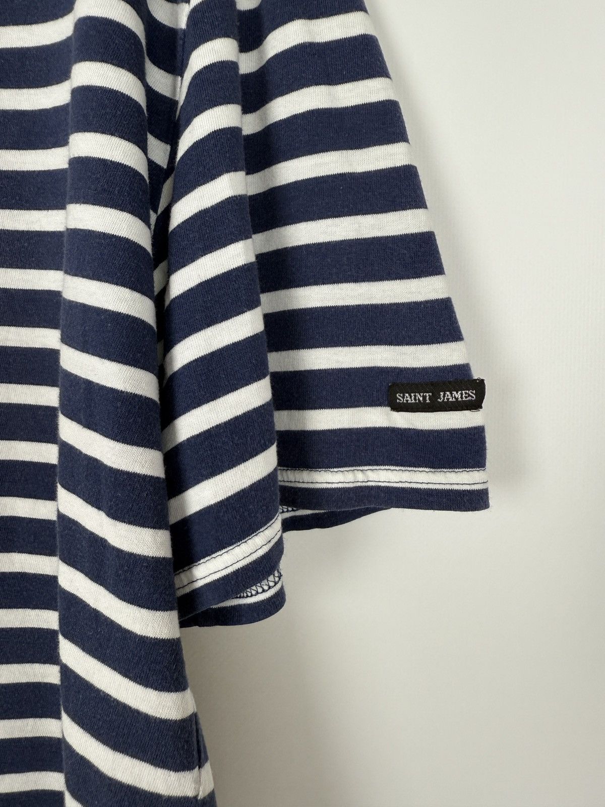 Saint James 1990’s Vintage Saint James White Navy Stripe Boxy Tee Size US M / EU 48-50 / 2 - 4 Thumbnail