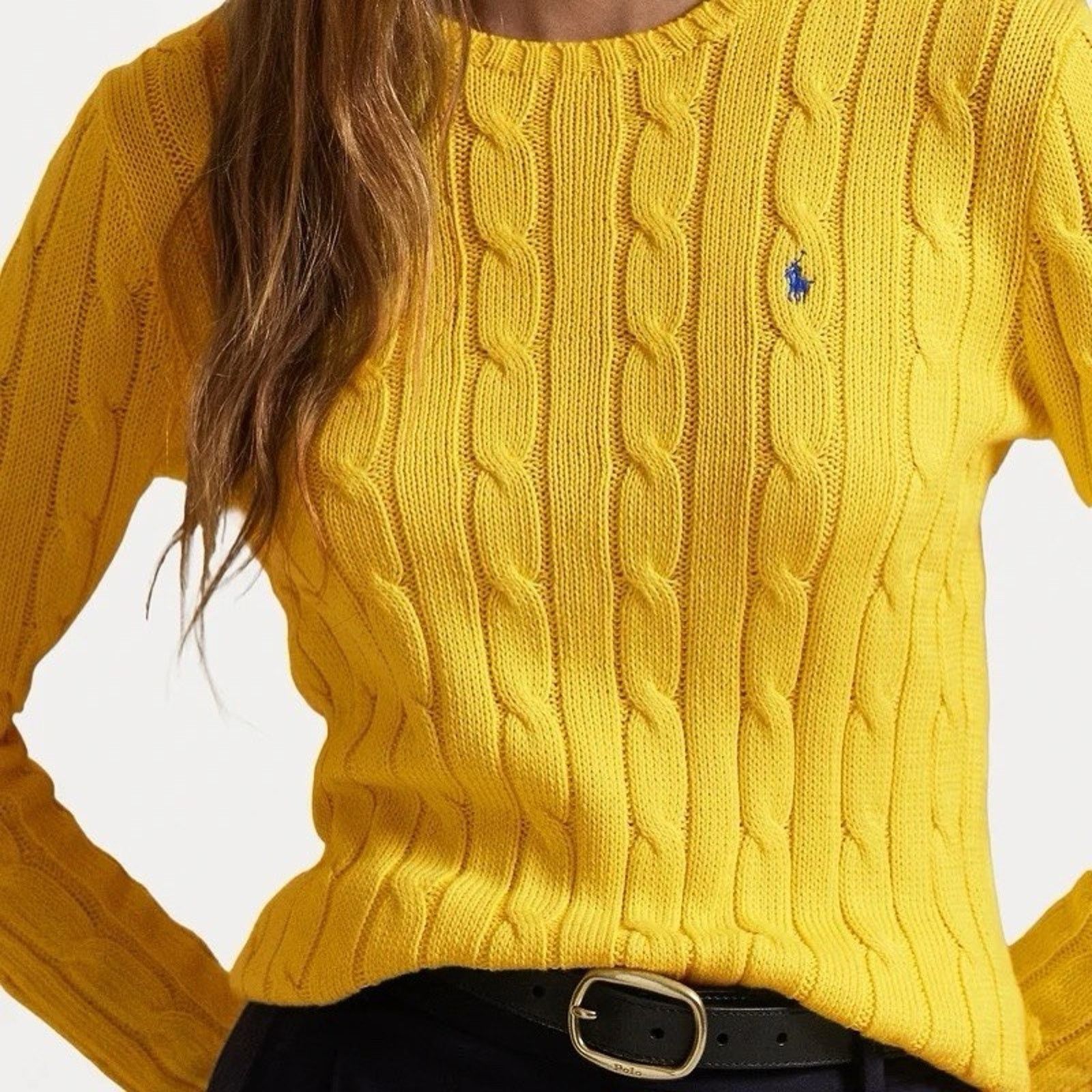 Polo Ralph Lauren NWT Polo Ralph Lauren Cable Knit Crewneck Sweater Yellow Size S / US 4 / IT 40 - 6 Thumbnail