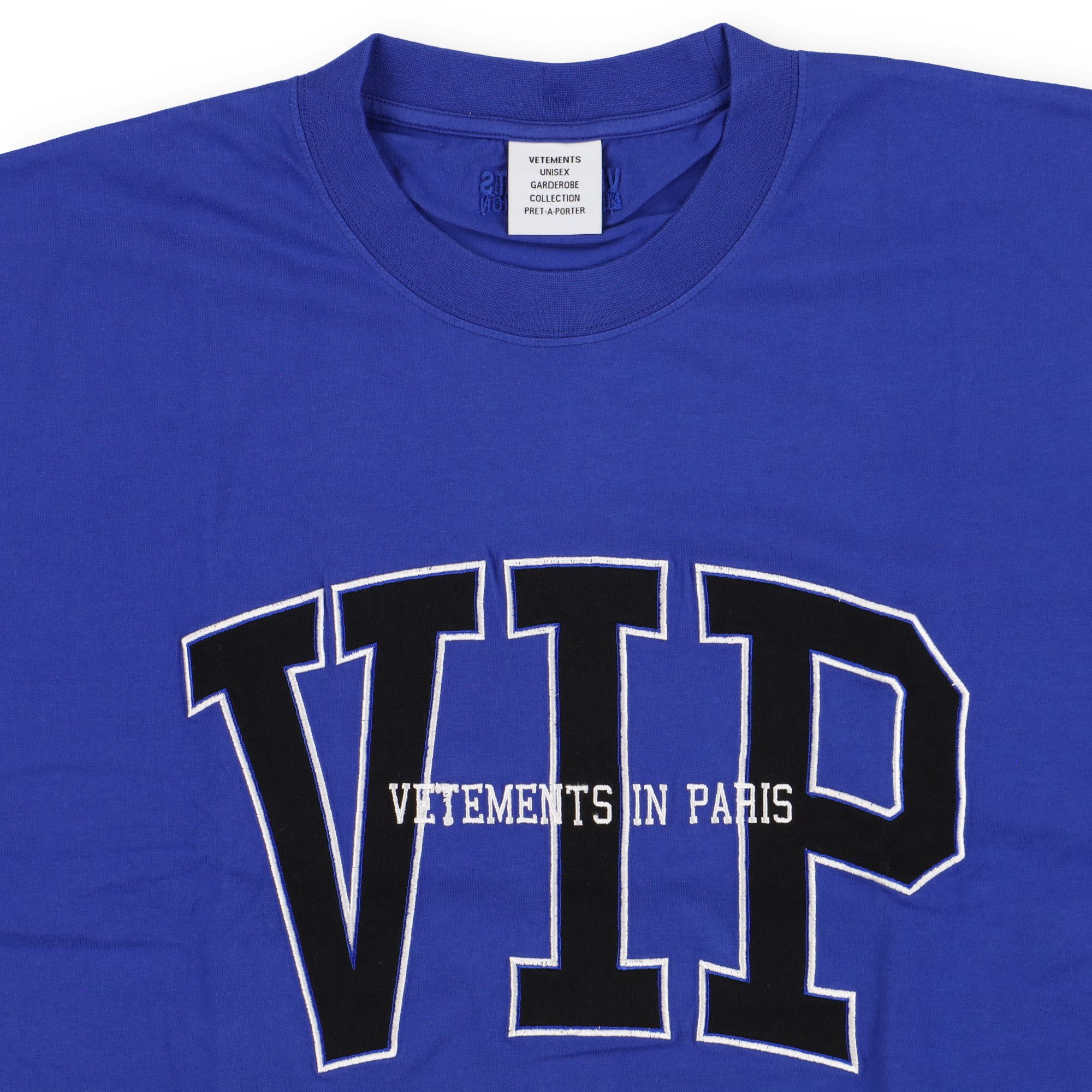 Vetements Blue Embroidered VIP Logo Oversized T-Shirt Size L / US 10 / IT 46 - 7 Thumbnail