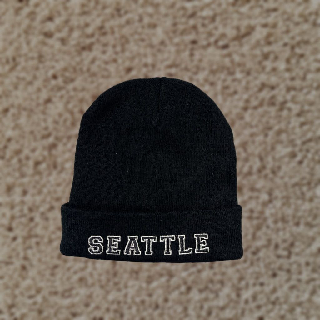 Vintage Smith Novelty Company Beanie Hat Adult One Size Black Knit Acrylic Logo Ski Beanie Mens Winter Season Size ONE SIZE - 1 Thumbnail