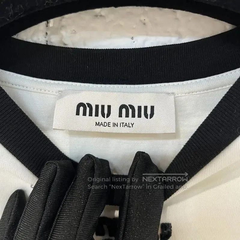 Miu Miu Miu Miu White Cotton T-Shirt for Women . Size XS / US 0-2 / IT 36-38 - 4 Thumbnail