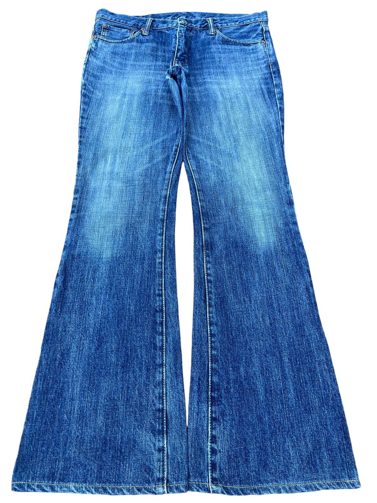 Burgus Plus × Japanese Brand × Le Grande Bleu (L.G.B.) Vintage Japanese Brand Burgus Plus Blue Washed Flare Jeans Size US 33 - 1 Thumbnail