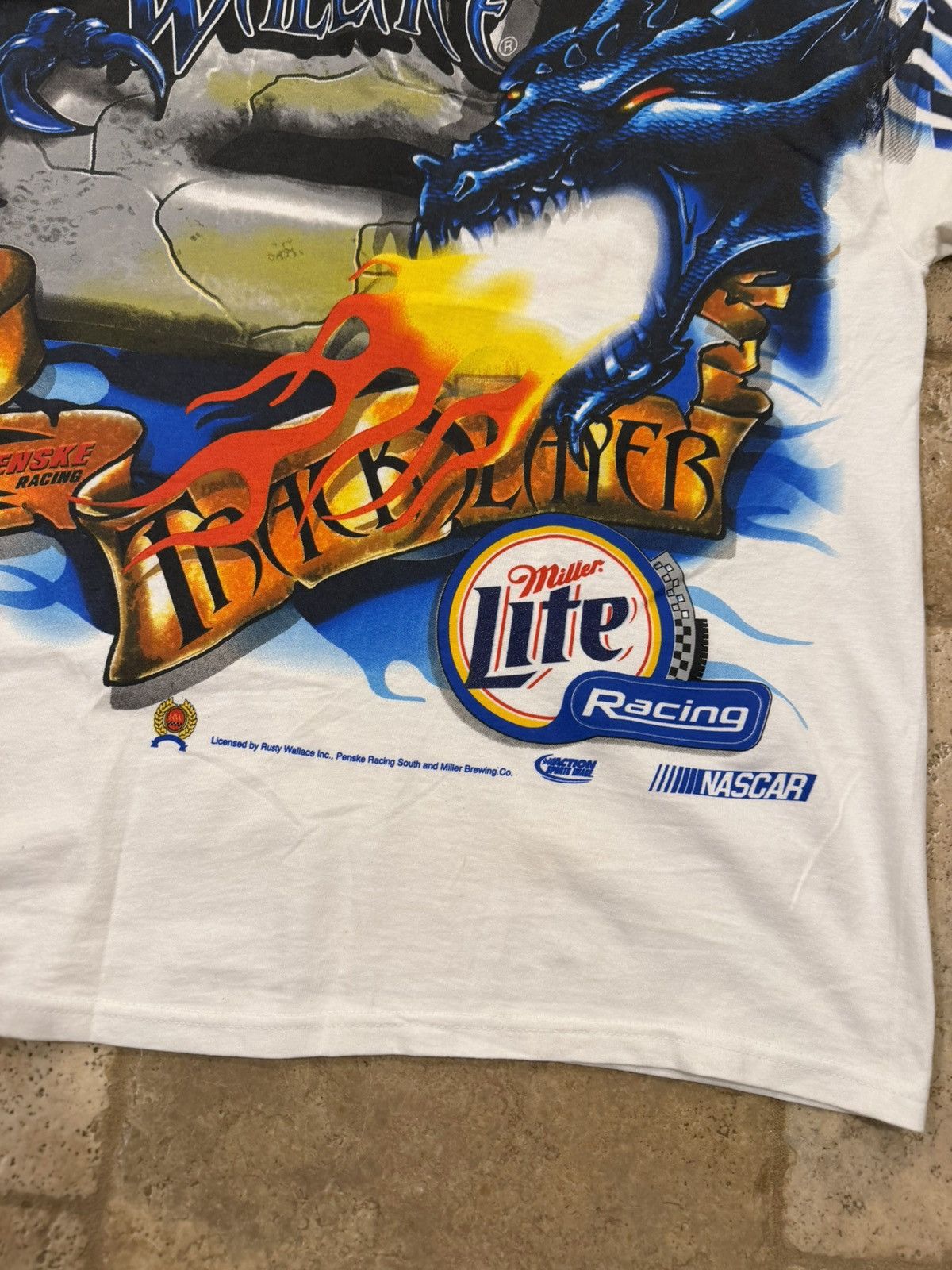 Vintage NASCAR Vintage Rusty Wallace Track Slayer White/Blue Tee Size US L / EU 52-54 / 3 - 7 Thumbnail