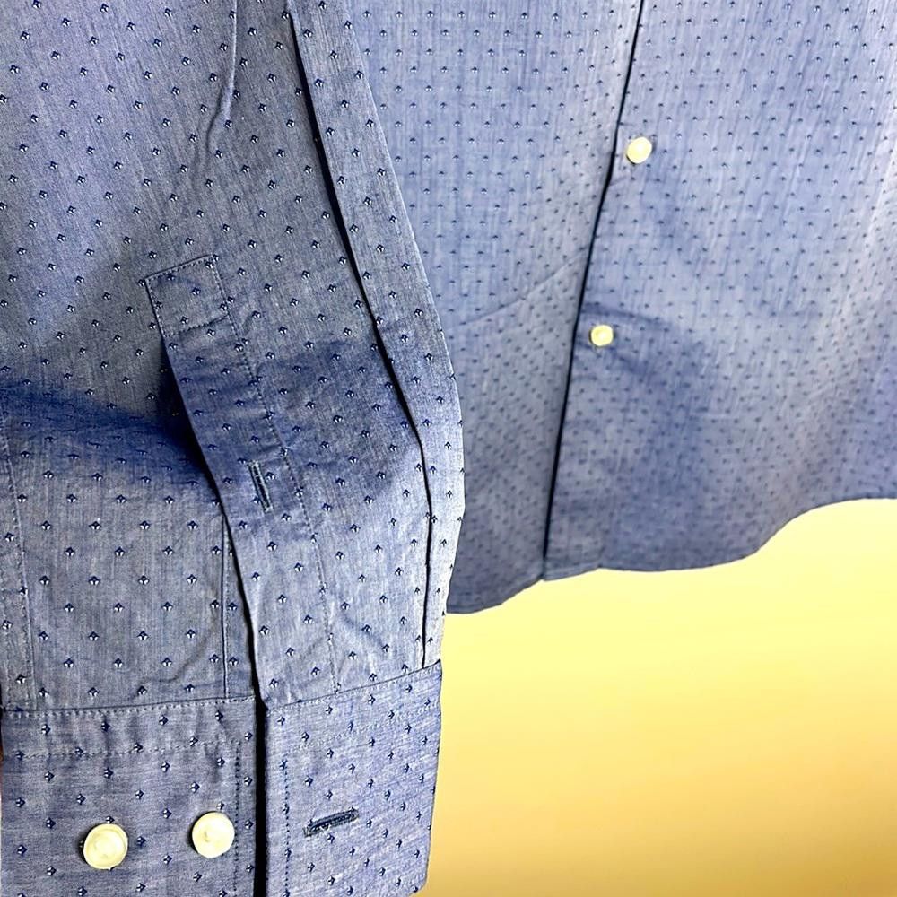 Hugo Boss Slim Fit -BOSS-size 15-Med Blue w/Diamond design-100% Ctn Size 38R - 4 Thumbnail