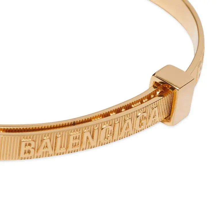 Balenciaga o1s1rm1224 Size: M / Logo Hoop Bracelet in Gold Size ONE SIZE - 4 Thumbnail