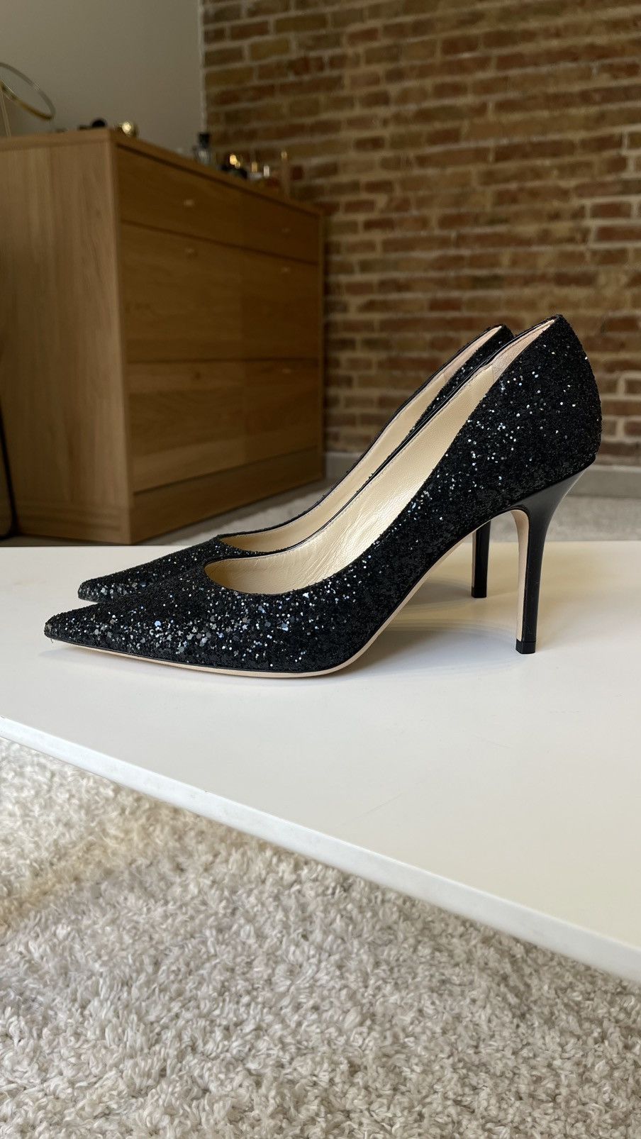 Jimmy Choo Jimmy Choo Black Glitter Pumps Size 39 Size US 9 / IT 39 - 1 Thumbnail