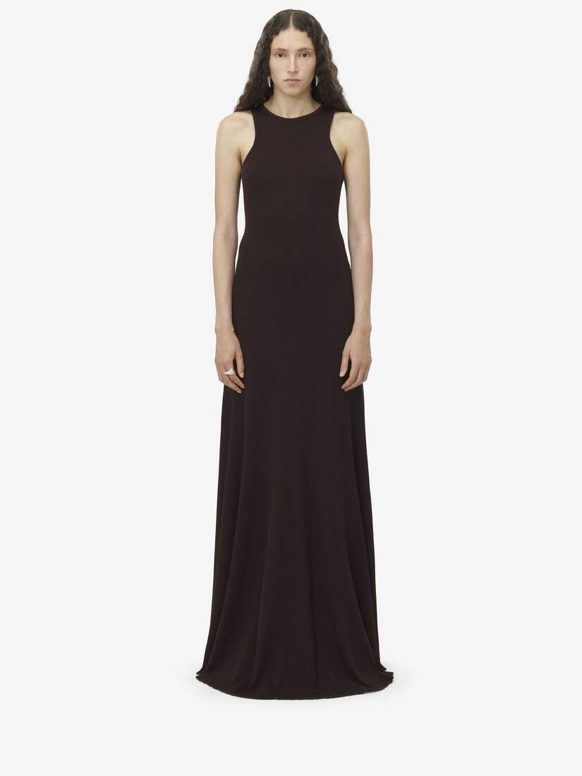Alexander McQueen o1srvl11e0226 Sleeveless Long Dress In Brown Size XL / US 12-14 / IT 48-50 - 2 Thumbnail