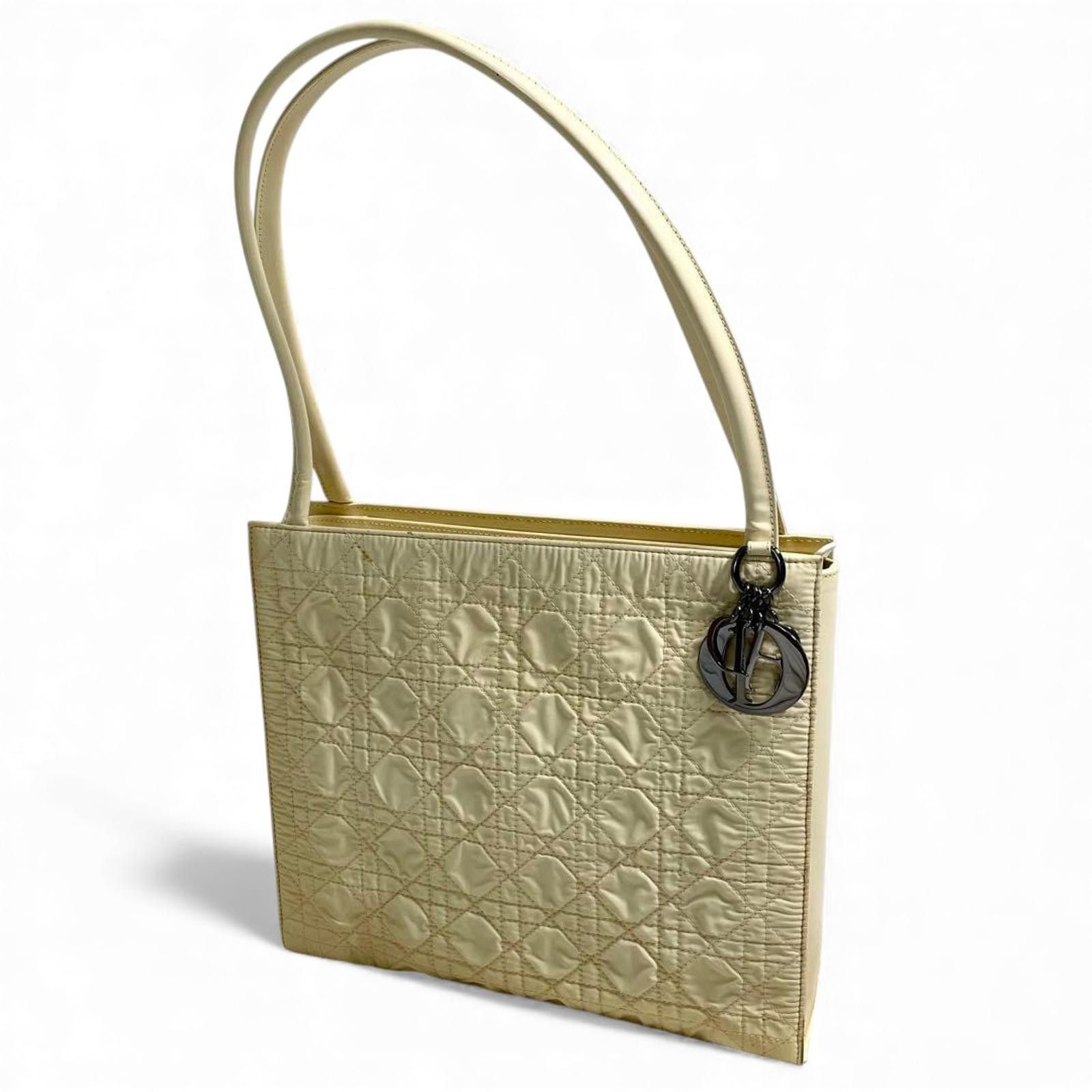 Dior Dior - Vintage Quilted Leather Handbag Cream Size ONE SIZE - 2 Thumbnail
