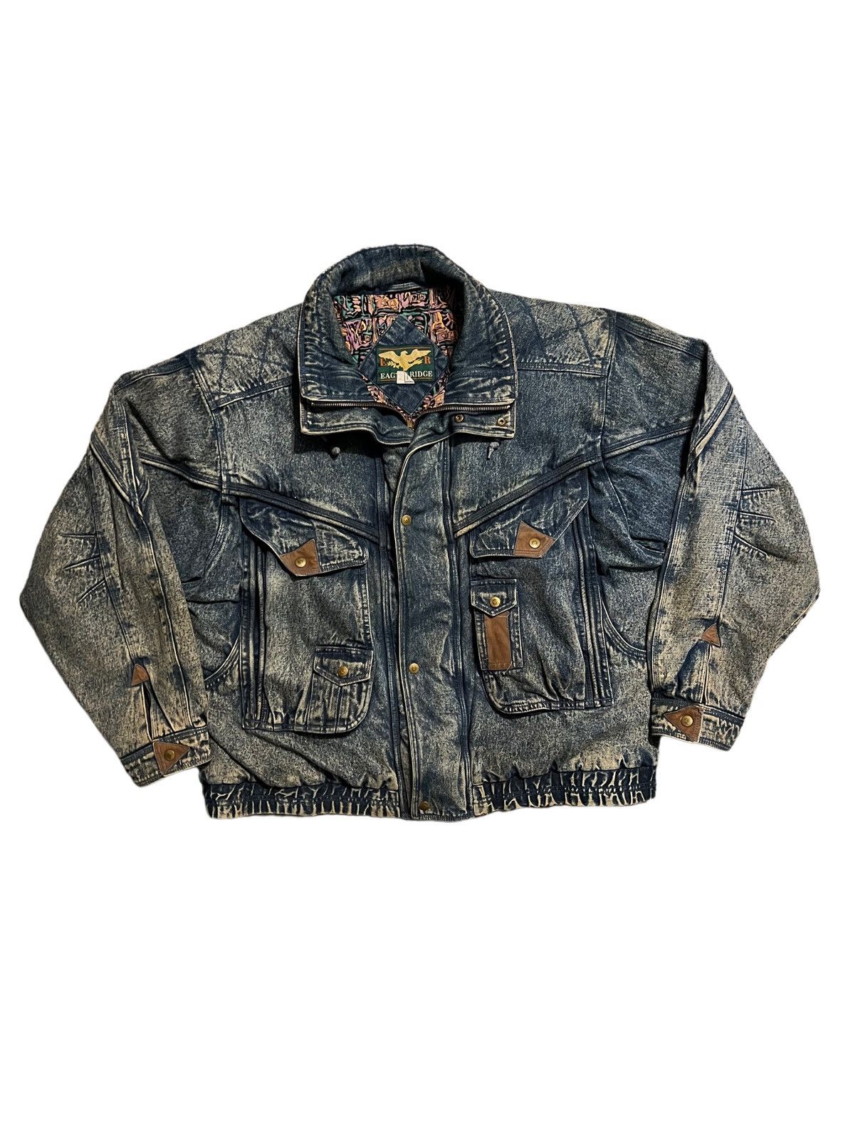 image of Eagles Ridge Vintage 80S/90S Denim Jean Padded Jacket in Medium Wash, Men's (Size 2XL)