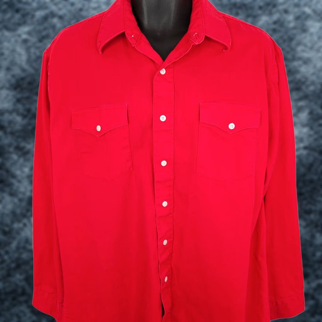 Wrangler VINTAGE Wrangler Western Shirt Mens XL Long Red 90s Made In USA Shirt Mens XL Red Western 90s Wrangler Size US XL / EU 56 / 4 - 1 Thumbnail