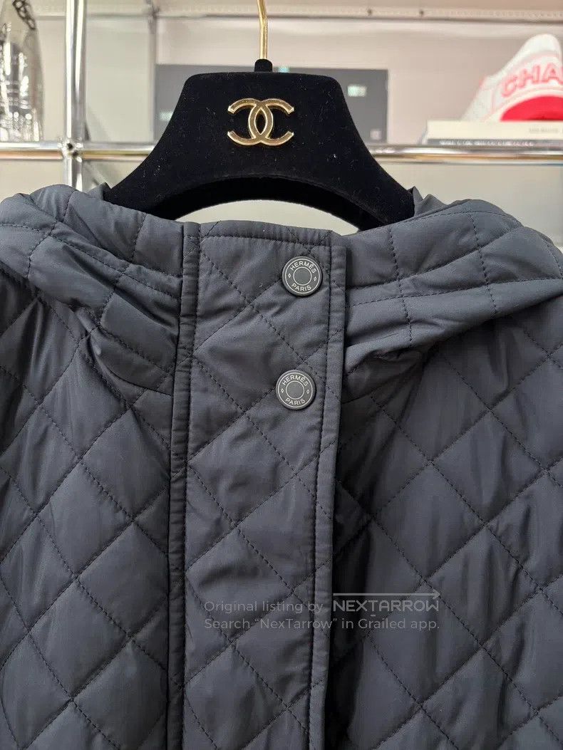 Hermes Hermes Black Lightweight Comfortable Quilted Hooded Thin C Size XS / US 0-2 / IT 36-38 - 4 Thumbnail