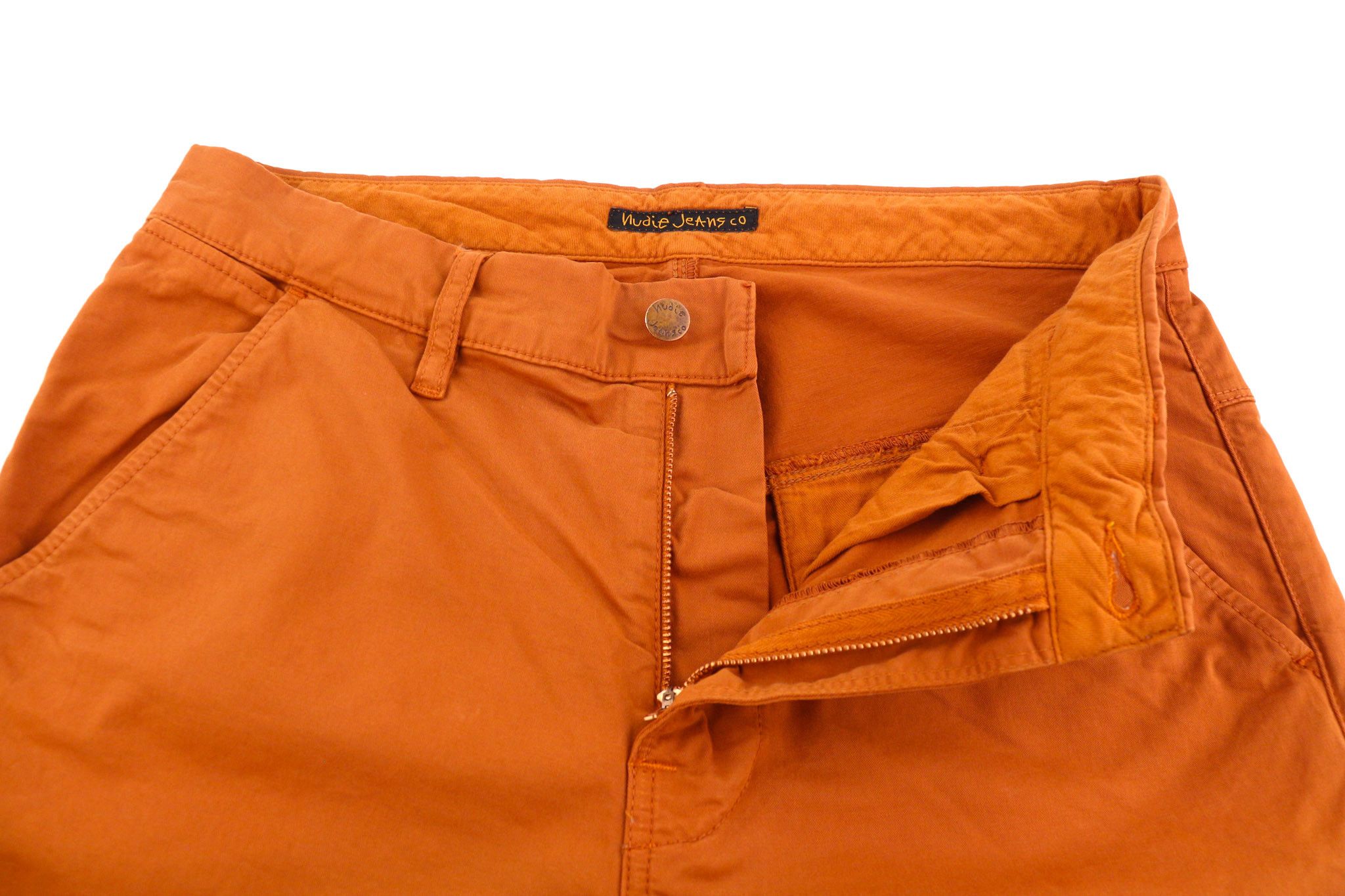 Nudie Jeans KHAKI SLIM W31/L32 Organic Warm Orange Zip Chino 82560 Size US 31 - 4 Thumbnail