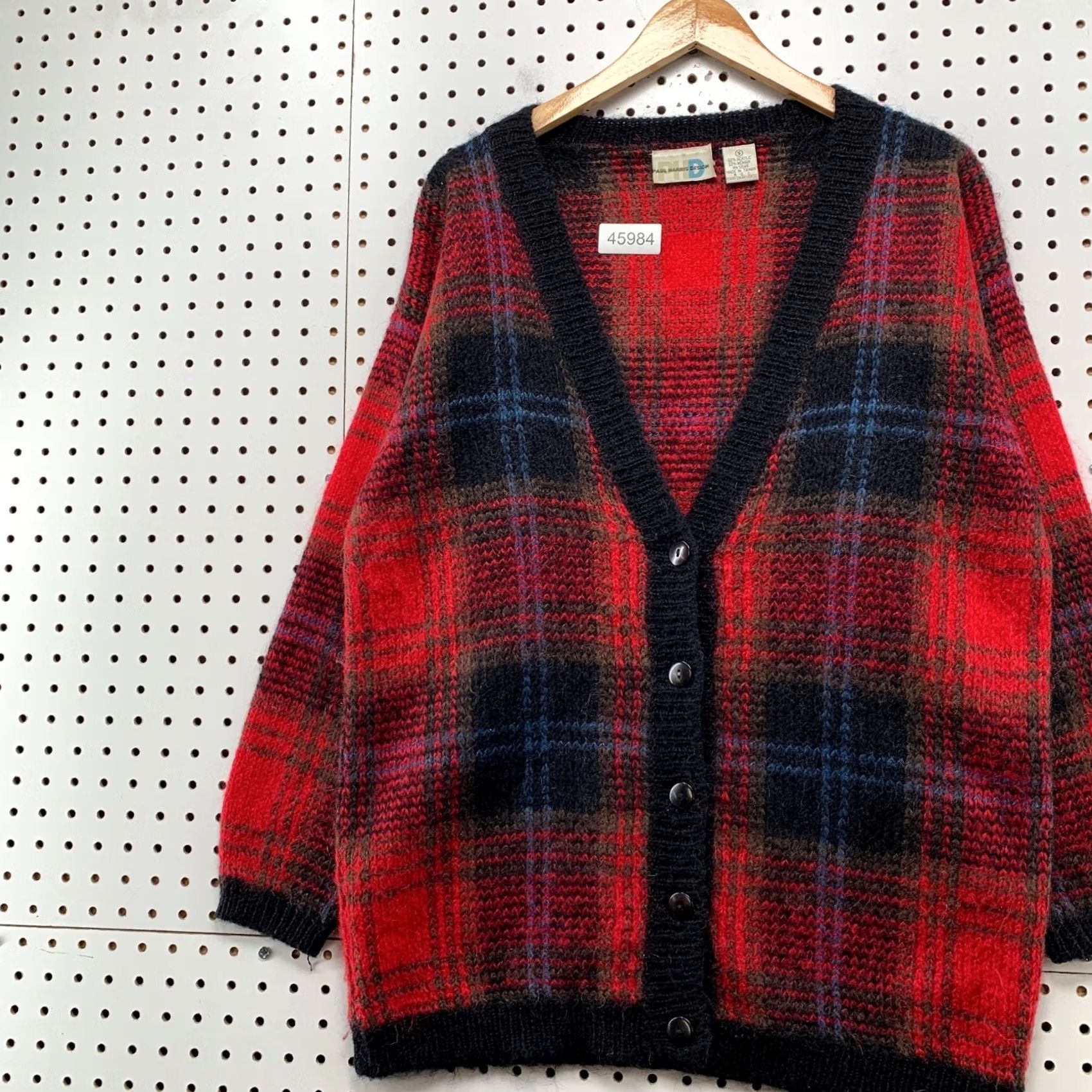 Vintage Vintage Paul Harris Design Mohair Cardigan Sweater Womens Small Red Black Size S / US 4 / IT 40 - 3 Thumbnail
