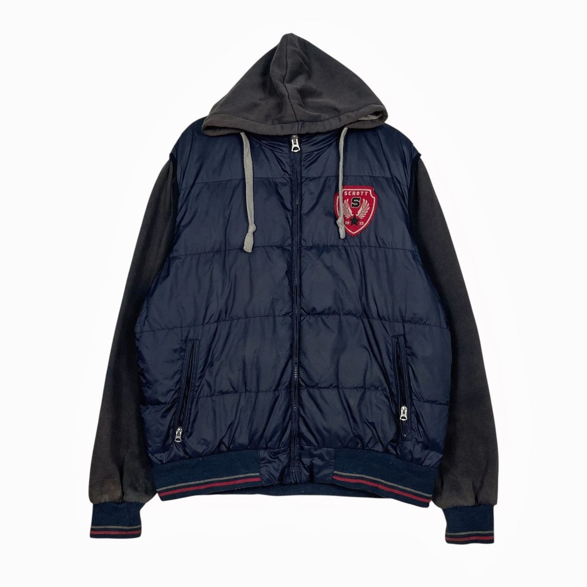 Schott Schott NYC Quilted Hooded Jacket Size US L / EU 52-54 / 3 - 1 Thumbnail