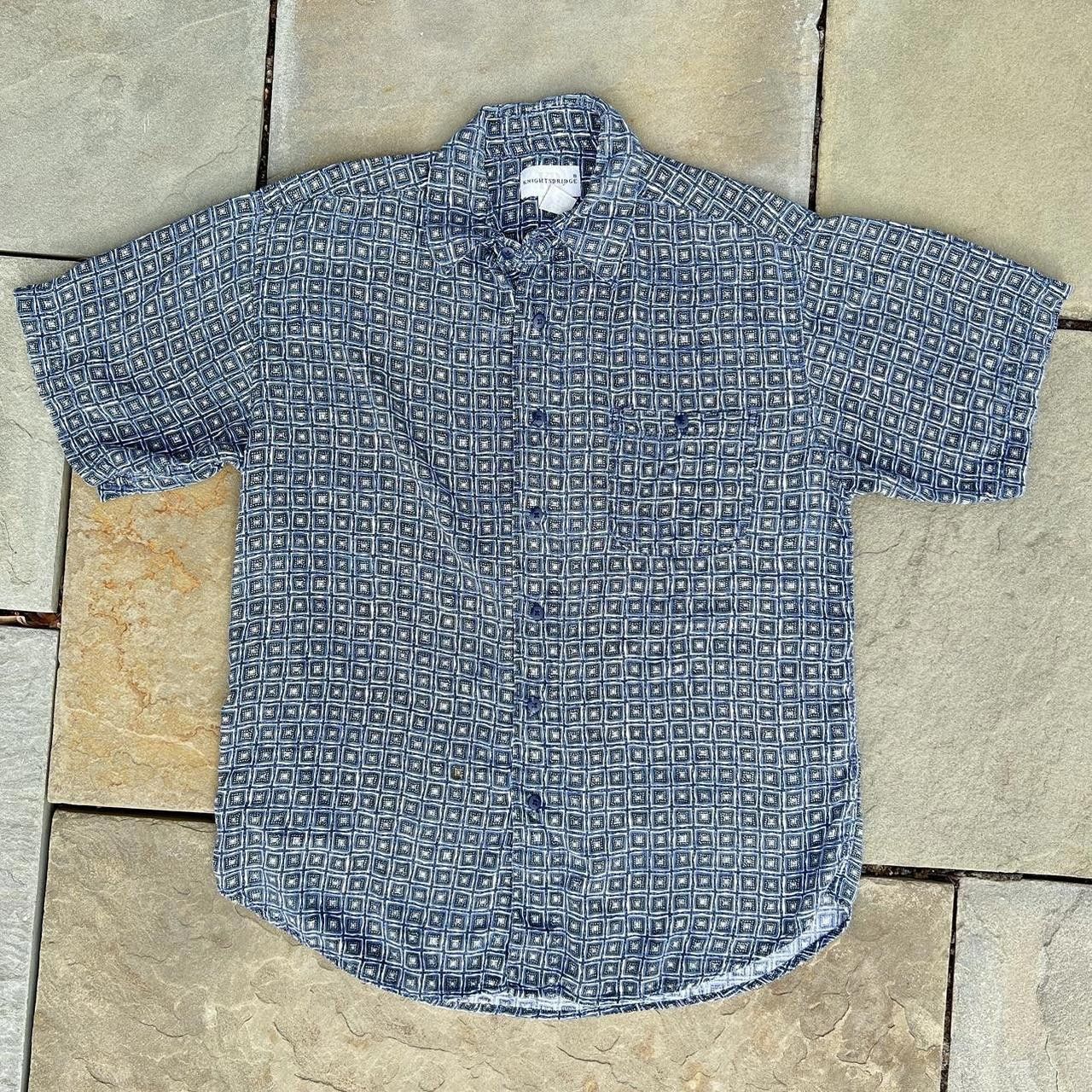 Knightsbridge × Vintage Vintage 90s Blue Square Pattern Club Shirt Size US M / EU 48-50 / 2 - 1 Thumbnail