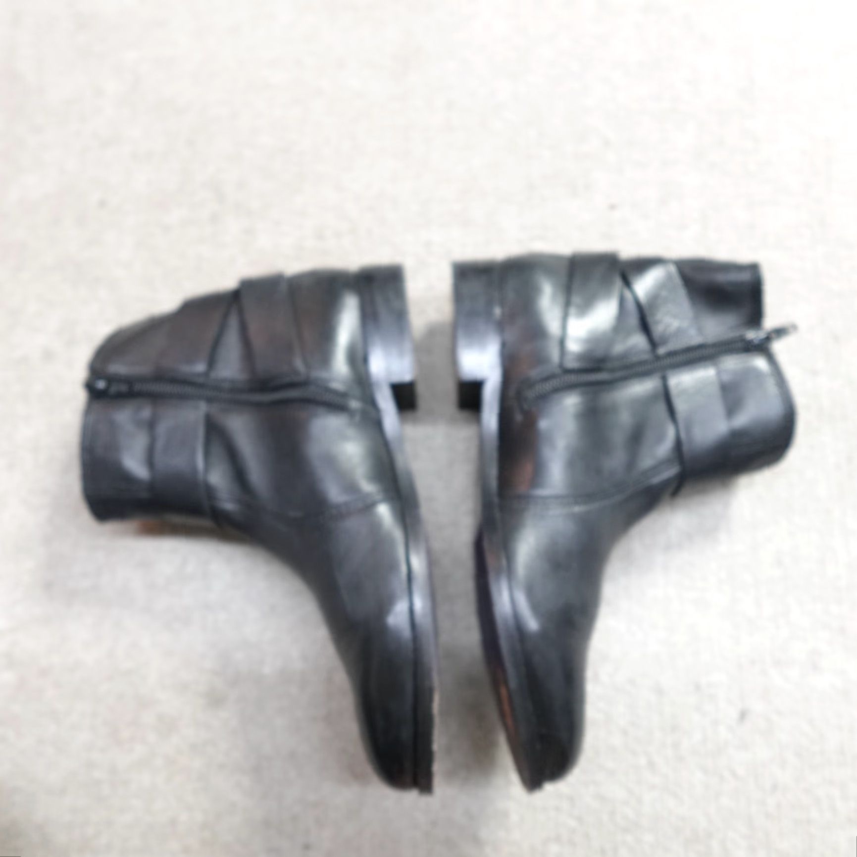 Vintage Robert Zur Women's Boots 7.5 Black Ankle Jodhpur Leather Full Zip 1.5" Heel Block Bootie Size US 8 / IT 38 - 5 Thumbnail