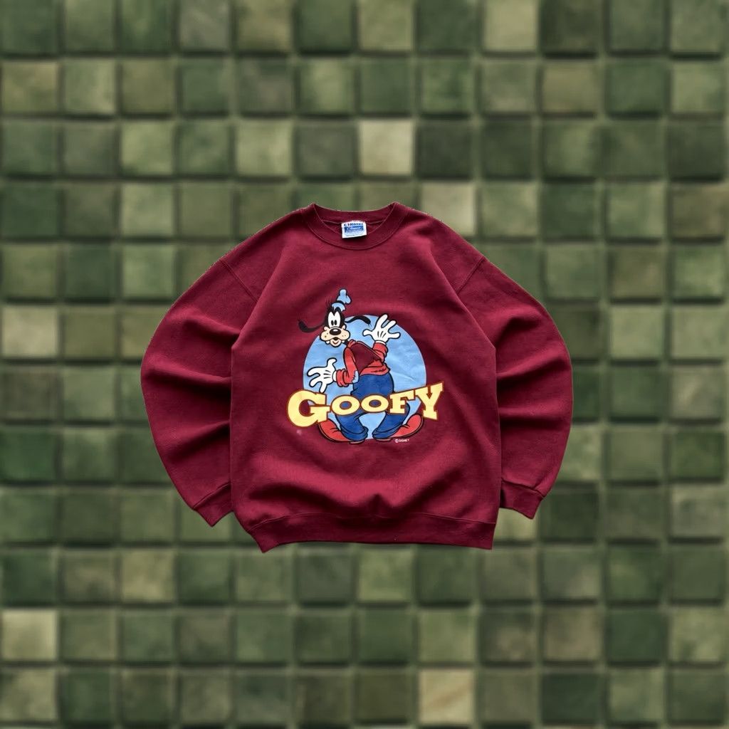 Hanes VINTAGE Disney Goofy Sweatshirt Red Hanes Size M Pullover Mens 90s Cartoon Logo USA City Streetwear Size US M / EU 48-50 / 2 - 1 Thumbnail