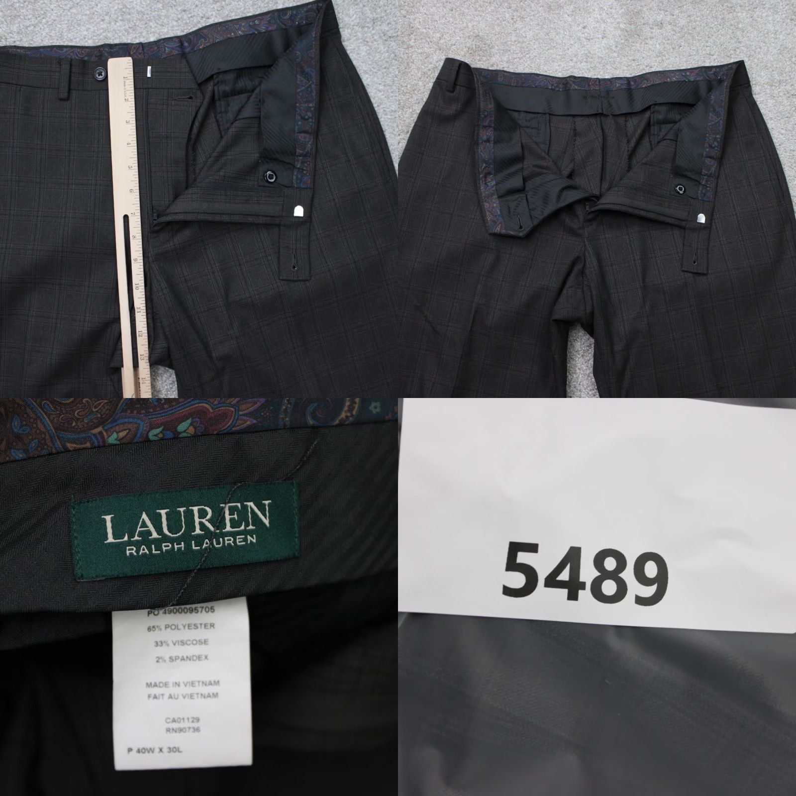Ralph Lauren LAUREN Ralph Lauren Pants Mens 40x30 Gray Wool/Polyester Flat Front Dress Pants Front Button Zip Size US 40 / EU 56 - 8 Thumbnail