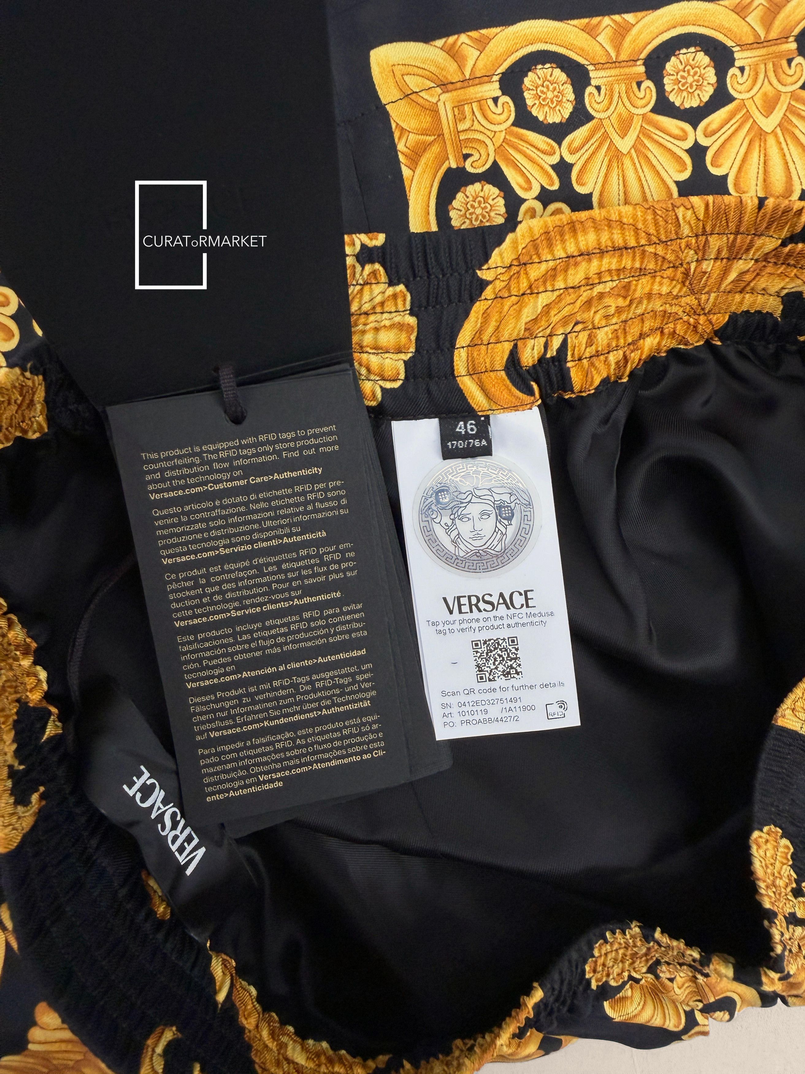Versace EU46 Silk Gold Medusa Heritage Barocco Baroque Print SS24 Size US 30 / EU 46 - 8 Thumbnail