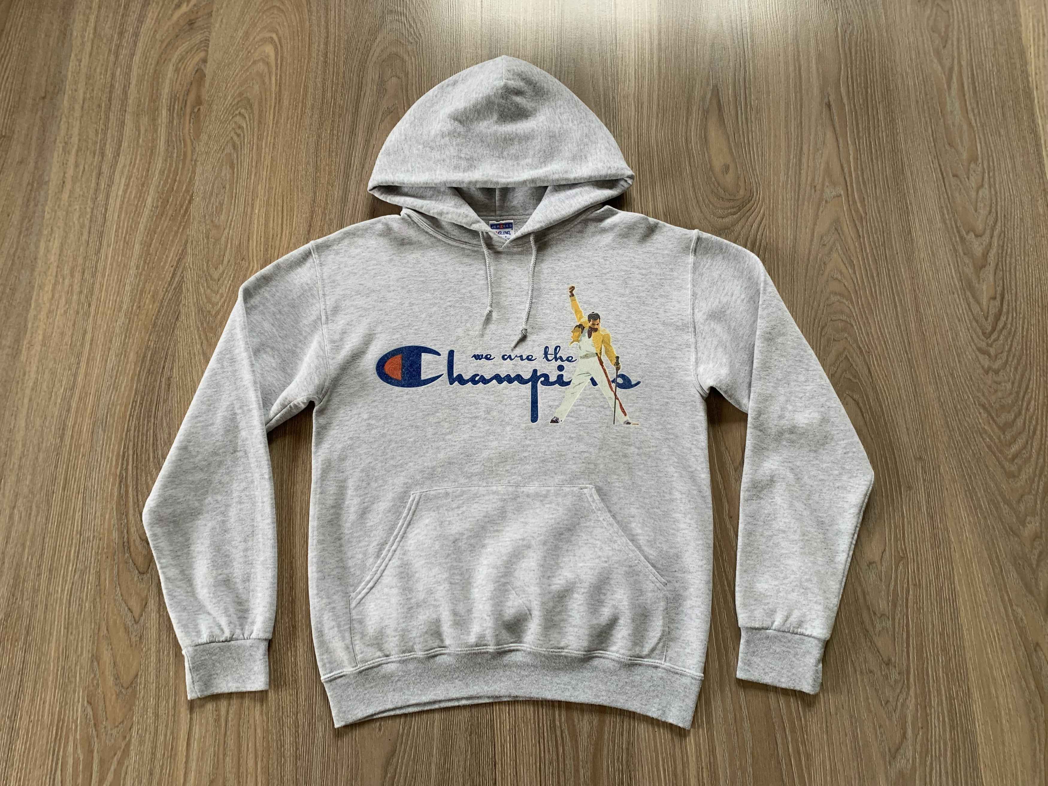 Jerzees × Vintage Jerzees Vintage We Are The Champions Cotton Hoodie Size US S / EU 44-46 / 1 - 2 Thumbnail