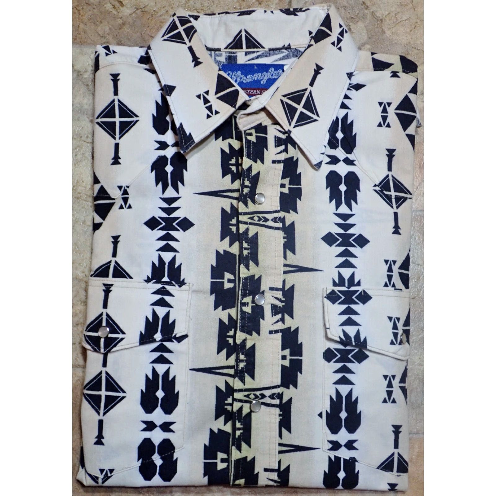 Wrangler VTG Wrangler Aztec Brushpopper? Western Rodeo Cowboy Shirt Mens L Geometric Size US L / EU 52-54 / 3 - 5 Thumbnail